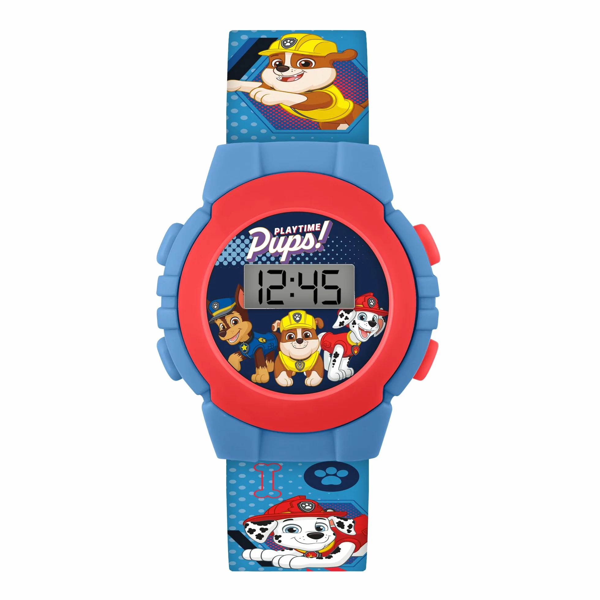 Paw Patrol Cyfrowy zegarek kwarcowy dla chłopców z plastikowym paskiem PAW4555 AMZ, NIEBIESKI