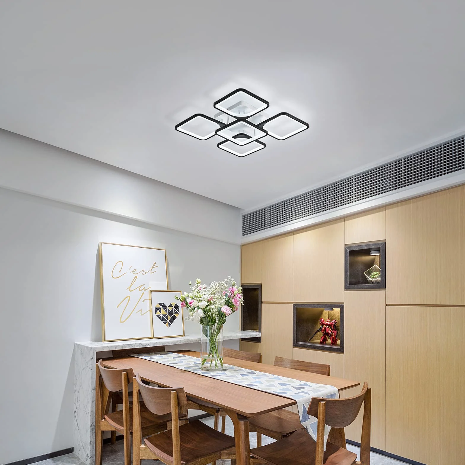Lampa sufitowa LED 75W 6500K kwadratowa akrylowa czarna do salonu