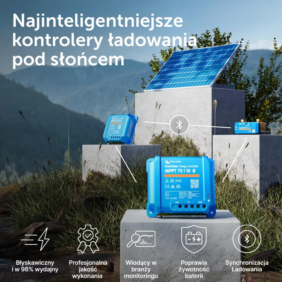 Victron Energy SmartSolar MPPT 75V 10 amp 12/24-Volt Kontroler Ładowania Słonecznego (Bluetooth)
