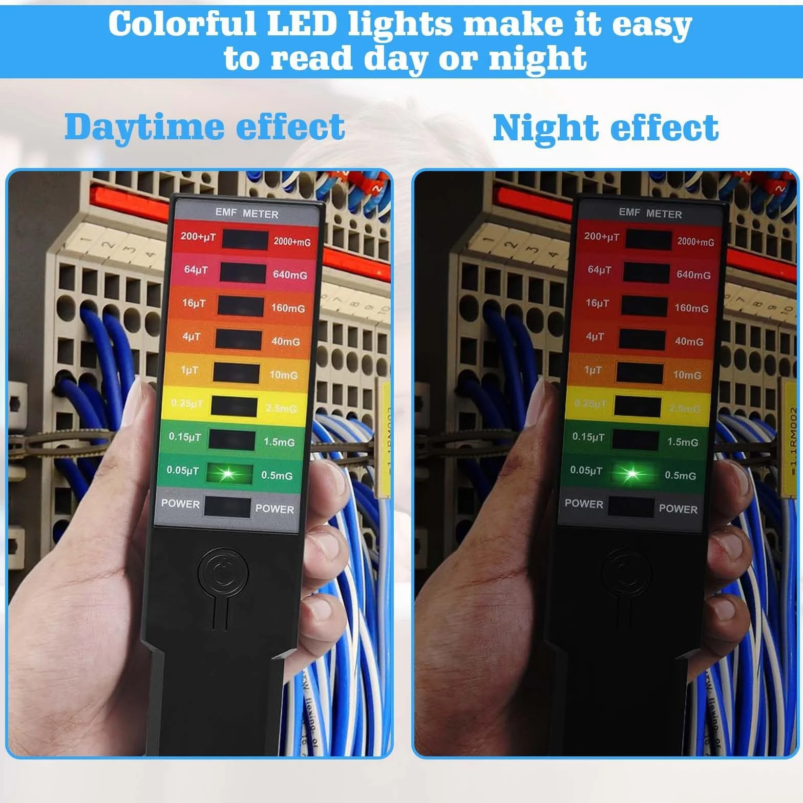 EMF miernik pola elektromagnetycznego EMF, ręczny miernik pola magnetycznego EMF, K3 EMF, domowy detektor elektromagnetyczny, 8 diod LED