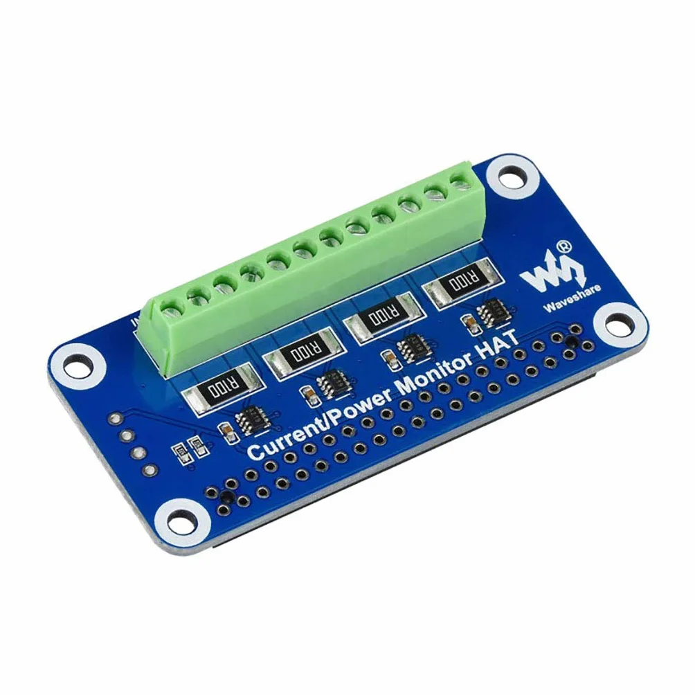 Waveshare 4-ch Current/Voltage/Power Monitor HAT do Raspberry Pi I2C/SMBus Interface Easy to Monitor each Channel's Current, Voltage and Power Consumption