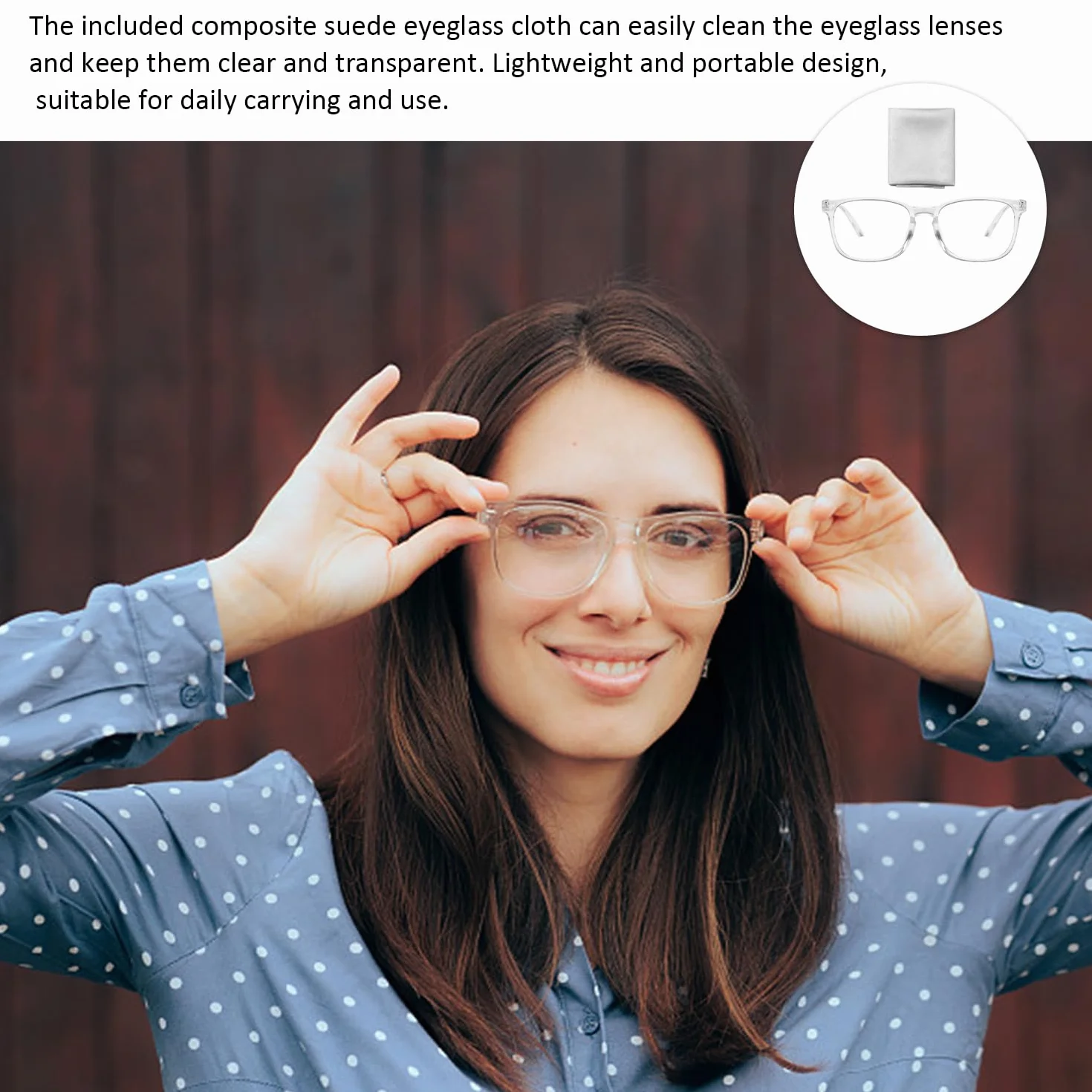 Przezroczyste Płaskie Okulary Z Blokadą Światła Niebieskiego, Kwadratowe, Unisex - W Komplecie Z Chusteczką Do Okularów