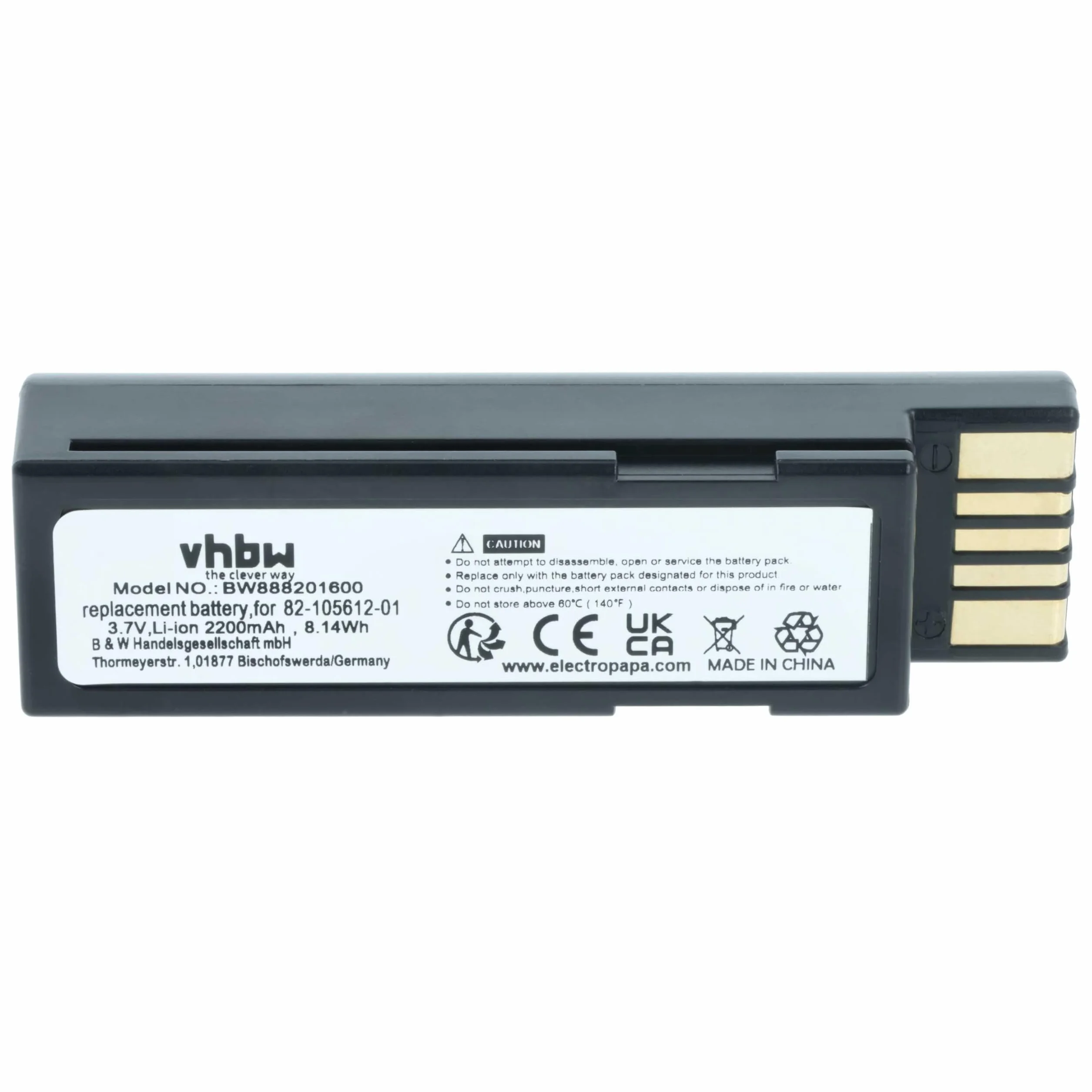 vhbw Bateria zamienna do Zebra 82-166537-01, BTRY-36IAB0E-00 do skanera kodów kreskowych POS (2200 mAh, 3,7 V, litowo-jonowa)