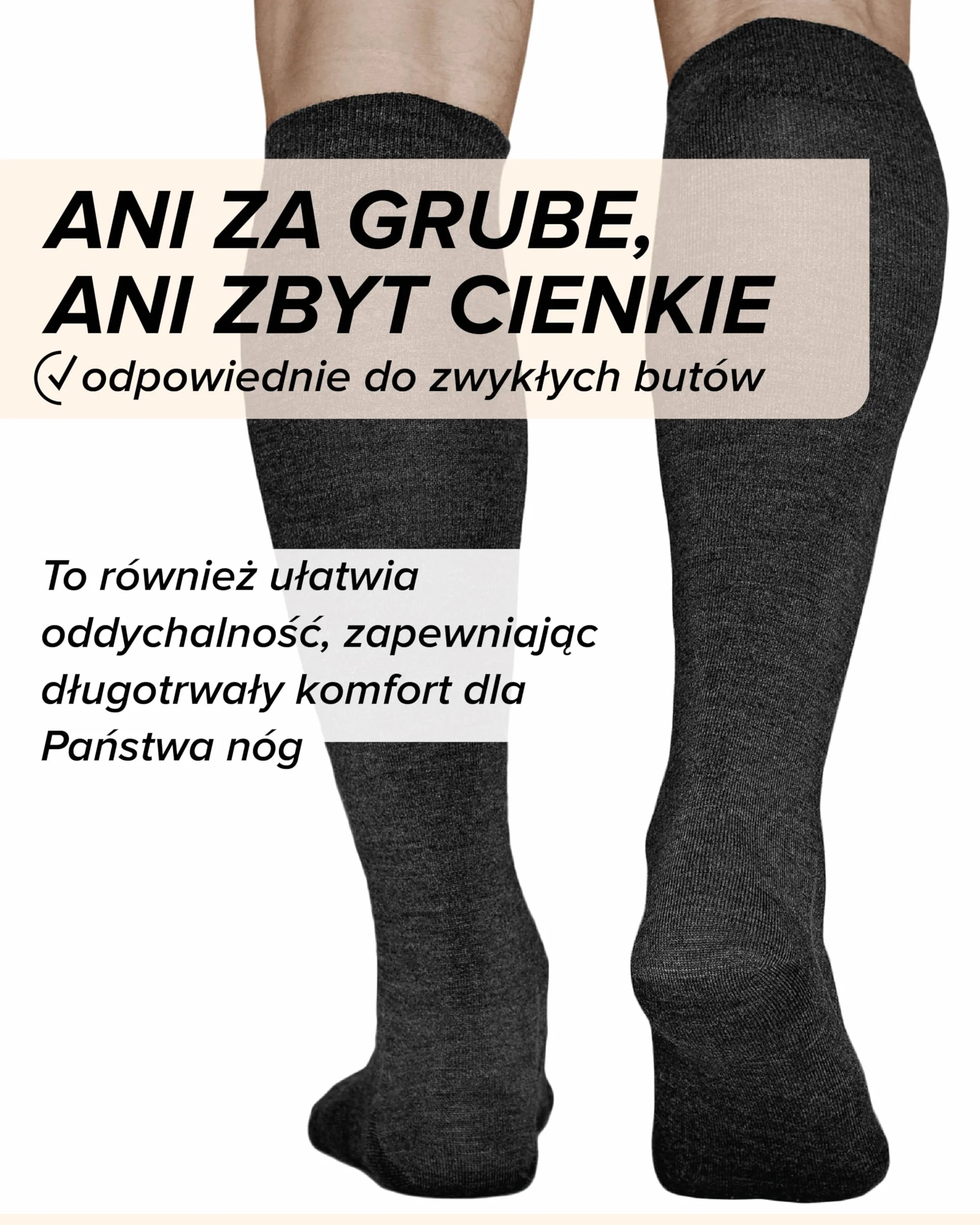 VITSOCKS Podkolanówki z WEŁNY MERINO 80% Męskie Ciepłe na Zimę Wysokie Skarpetki do Kolan
