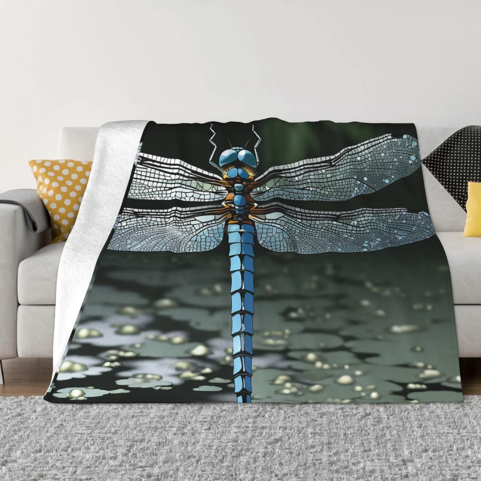 Dragonfly ciepły koc podróżny koc na sofę lekki fotel dla dorosłych 150 x 200 cm