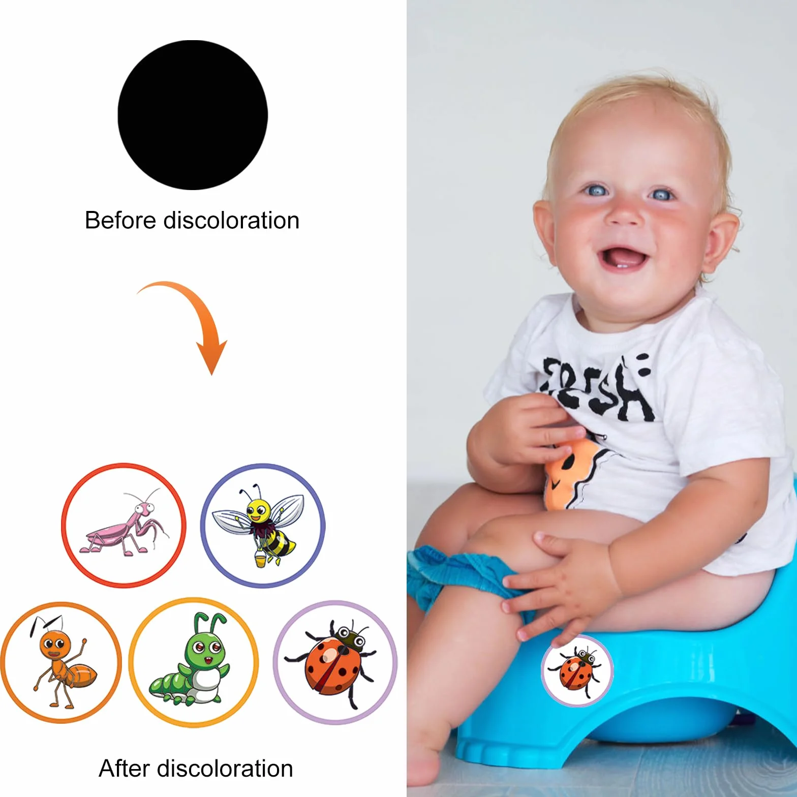 DAWRIS 20 sztuk naklejek treningowych Potty Training Training Training Naklejki na samochód Zwierzę Zmieniające kolor nocnik dla chłopców i dziewcząt Naklejki na toaletę na nocnik Naklejki treningowe