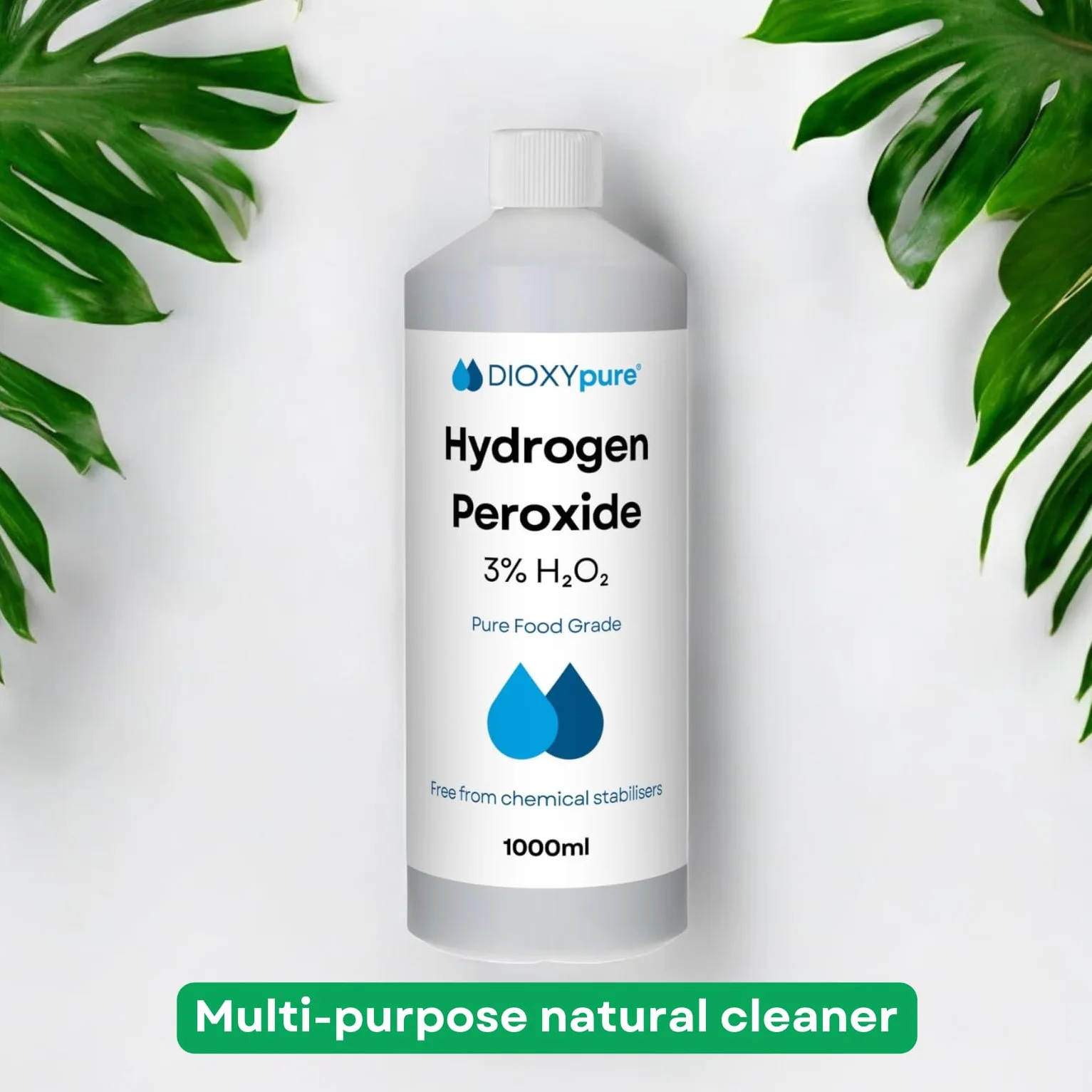 Nadtlenek wodoru klasy spożywczej 3% - 1 litr (1000 ml) - H2O2 woda utleniona - bez stabilizatorów i dodatków - Wielofunkcyjny naturalny środek czyszczący - zatyczka zabezpieczająca przed dziećmi