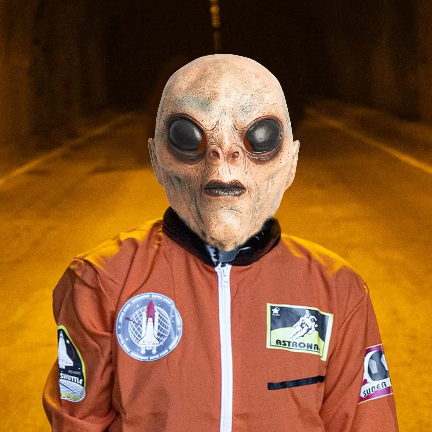 CreepyParty Alien maska ET przerażająca lateksowa maska na całą głowę, straszne maski z horroru, na Halloween, karnawał, imprezę kostiumową