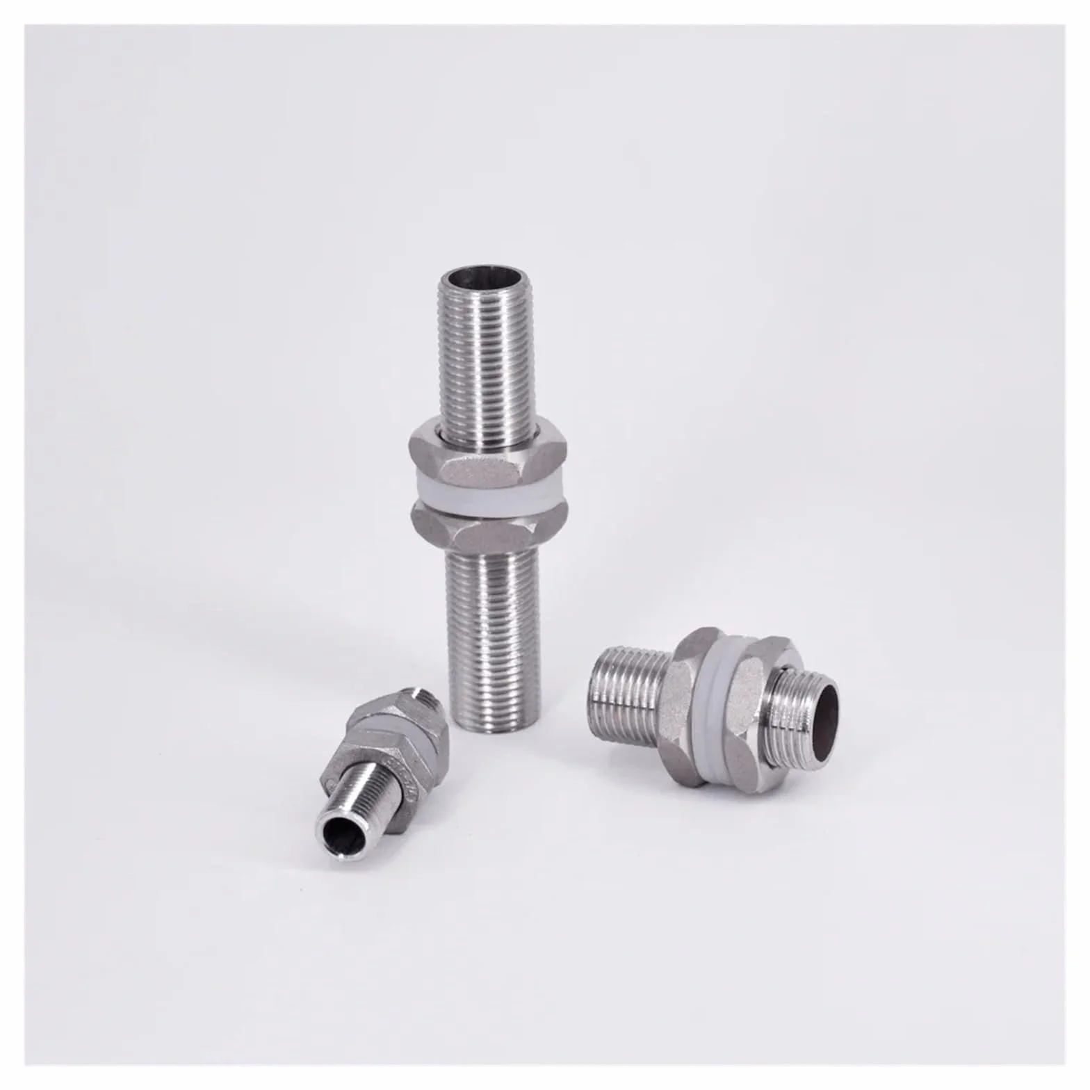 1/2" 30 40 50 60 80 100 120 150mm Stainless Full Thread Bulkhead Lock Pipe Fitting Water Tank(75MM_1/2")