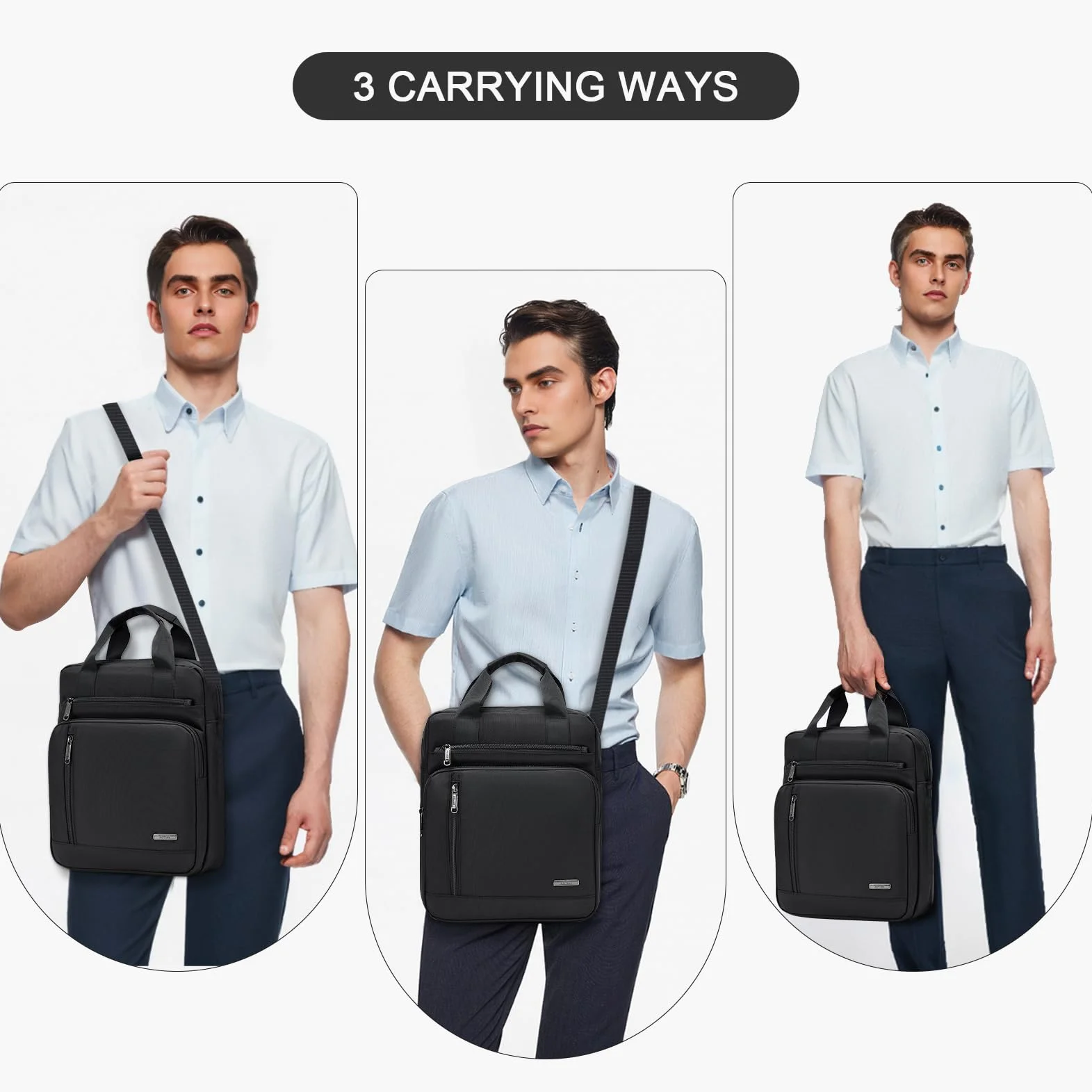 Torba Na Ramię Dla Mężczyzn Duża Wielokieszeniowa Laptop 14 Cali 28x33x10cm Wodoodporna Torba Oxford Sling Crossbody Bag Torba Męska Z Górnym Uchwytem Do Pracy, Podróży