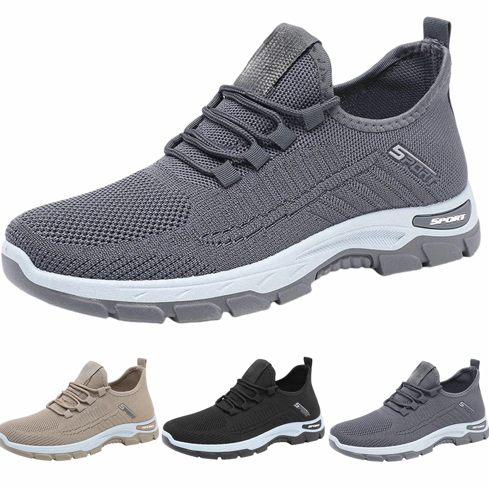 Męskie wsuwane buty sportowe - letnie lekkie oddychające trampki z siateczki szerokie dopasowanie buty do chodzenia na co dzień, wygodne buty treningowe na świeżym powietrzu jogging buty treningowe