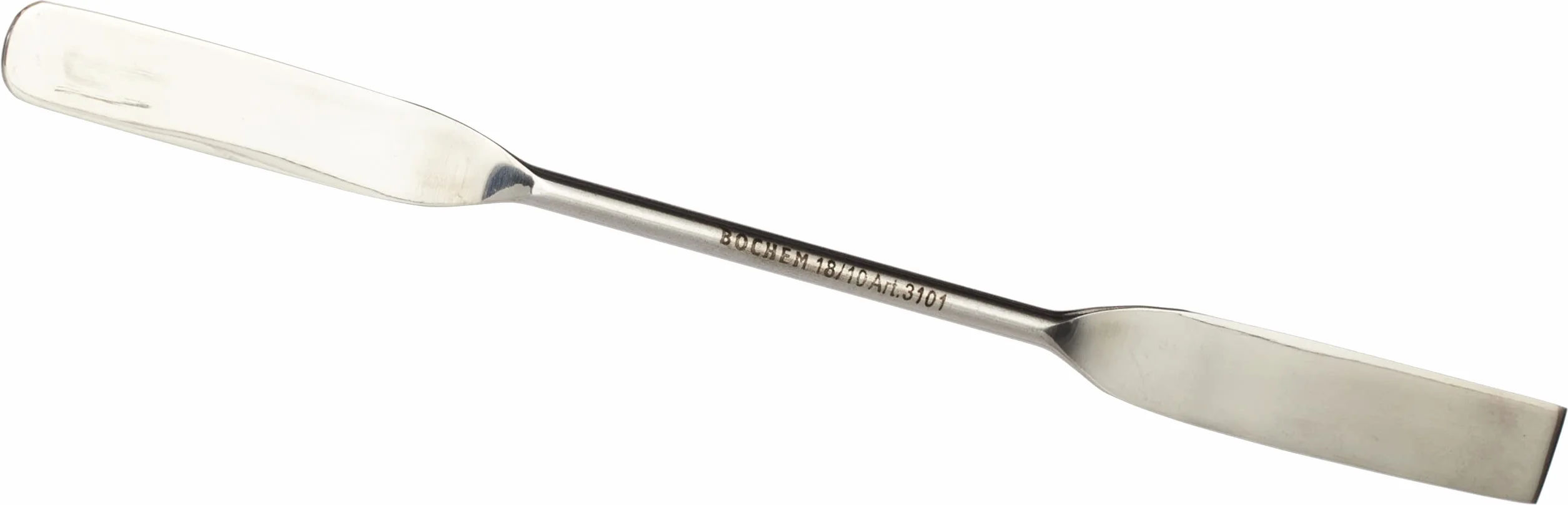 Bochem MN-0490 18/10 podwójna szpatułka ze stali nierdzewnej, wygięta, długość 150 mm x 9 mm szerokość łopatki x 40 mm długość szpatułki