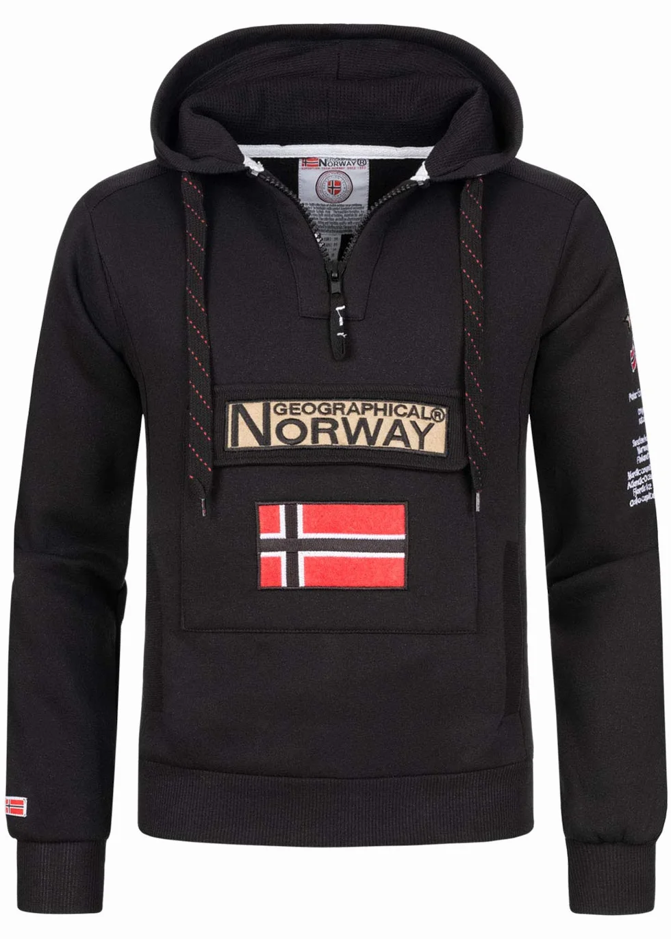 Geographical Norway GYMCLASS męska bluza z kapturem z logo marki i długim rękawem