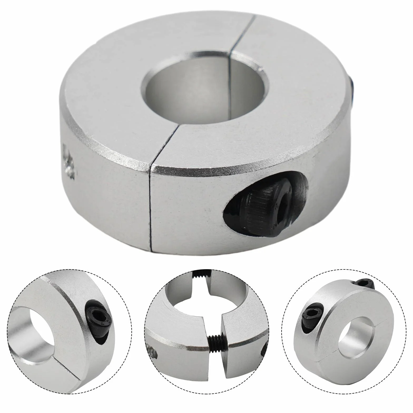 Typ zacisku kołnierza wału, pojedynczy podział, średnica wewnętrzna od 13 mm do 30 mm, wykończenie z czarnego tlenku (15 mm)