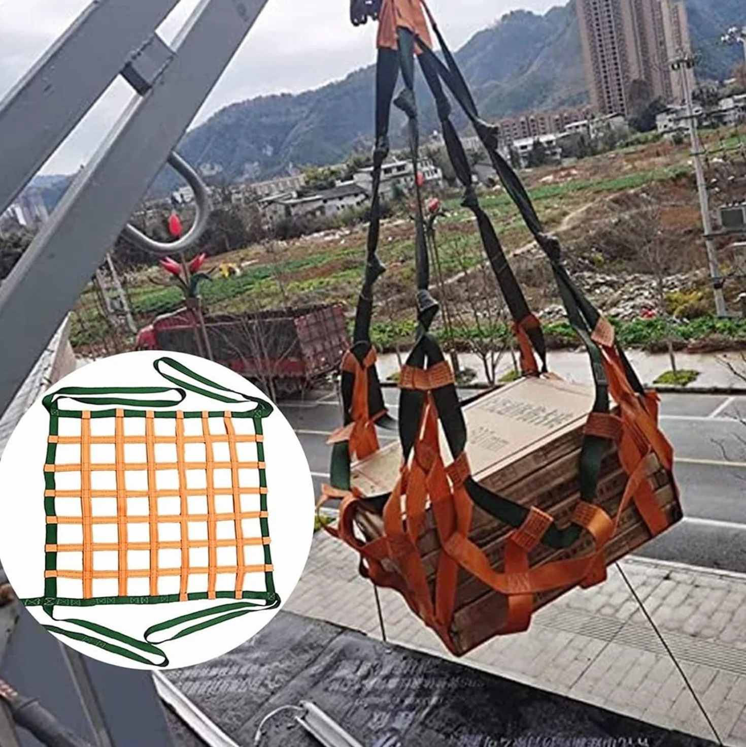 Cargo Lifting Nets, Pallet Cargo Nets, Lifting Nets Heavy Loads, Sling Hanging Nets, Sling Lifting Nets (Size : 1.5 X 1.5M/Mesh 10cm/Load 2t)