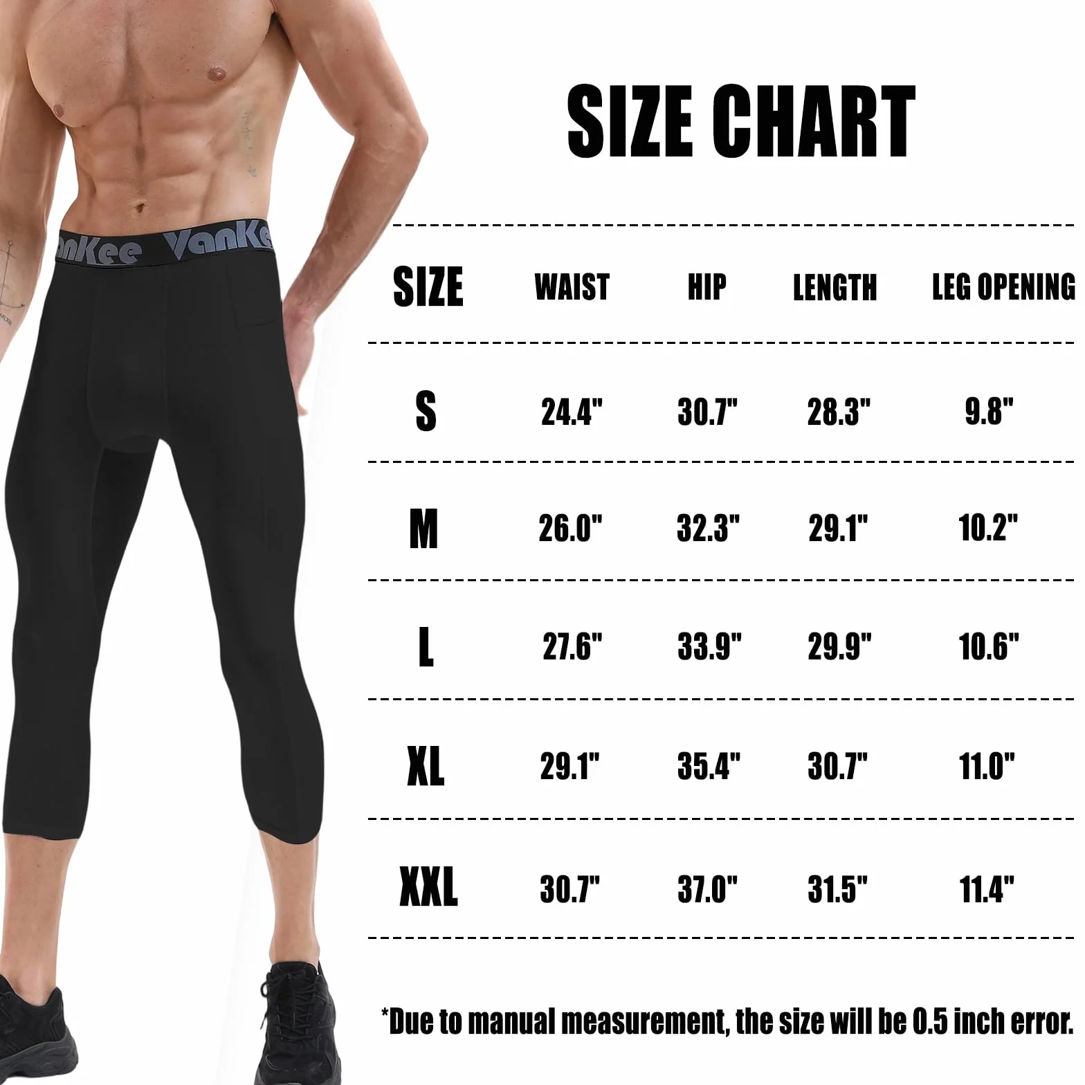 Męskie spodnie kompresyjne 3/4 z kieszeniami Sportowe legginsy do biegania Spodnie fitness Szybkoschnące spodnie do koszykówki Piłka nożna Joga Siłownia