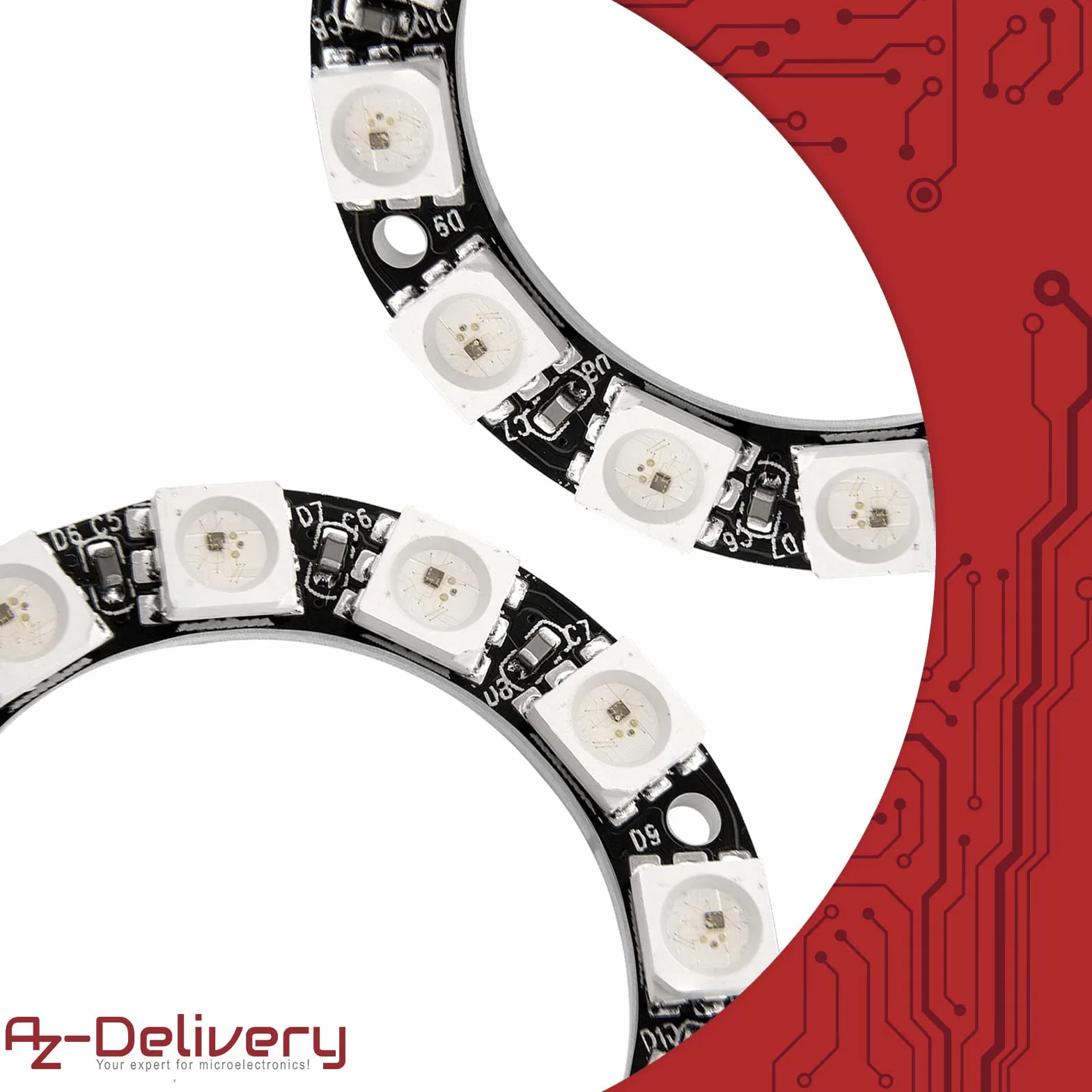 AZDelivery 5V RGB LED Ring Compatible with WS2812B 12-Bit 37mm kompatybilny z Arduino w tym E-Book!