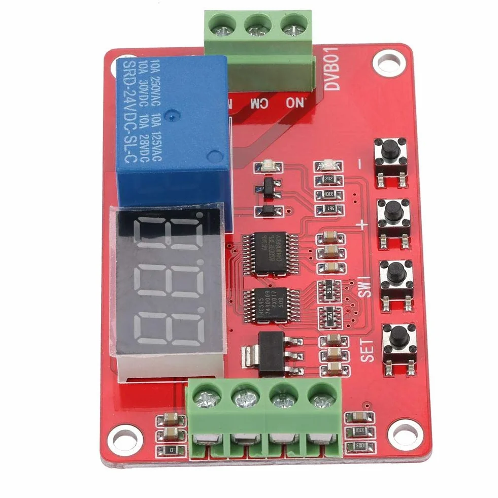 Cyfrowy komparator okiennego napięcia, wielofunkcyjny regulator napięcie, czerwony DVB01, cyfrowy pomiar 12 V/24 V, ochrona przed zbyt niskim napięciem (24 V)