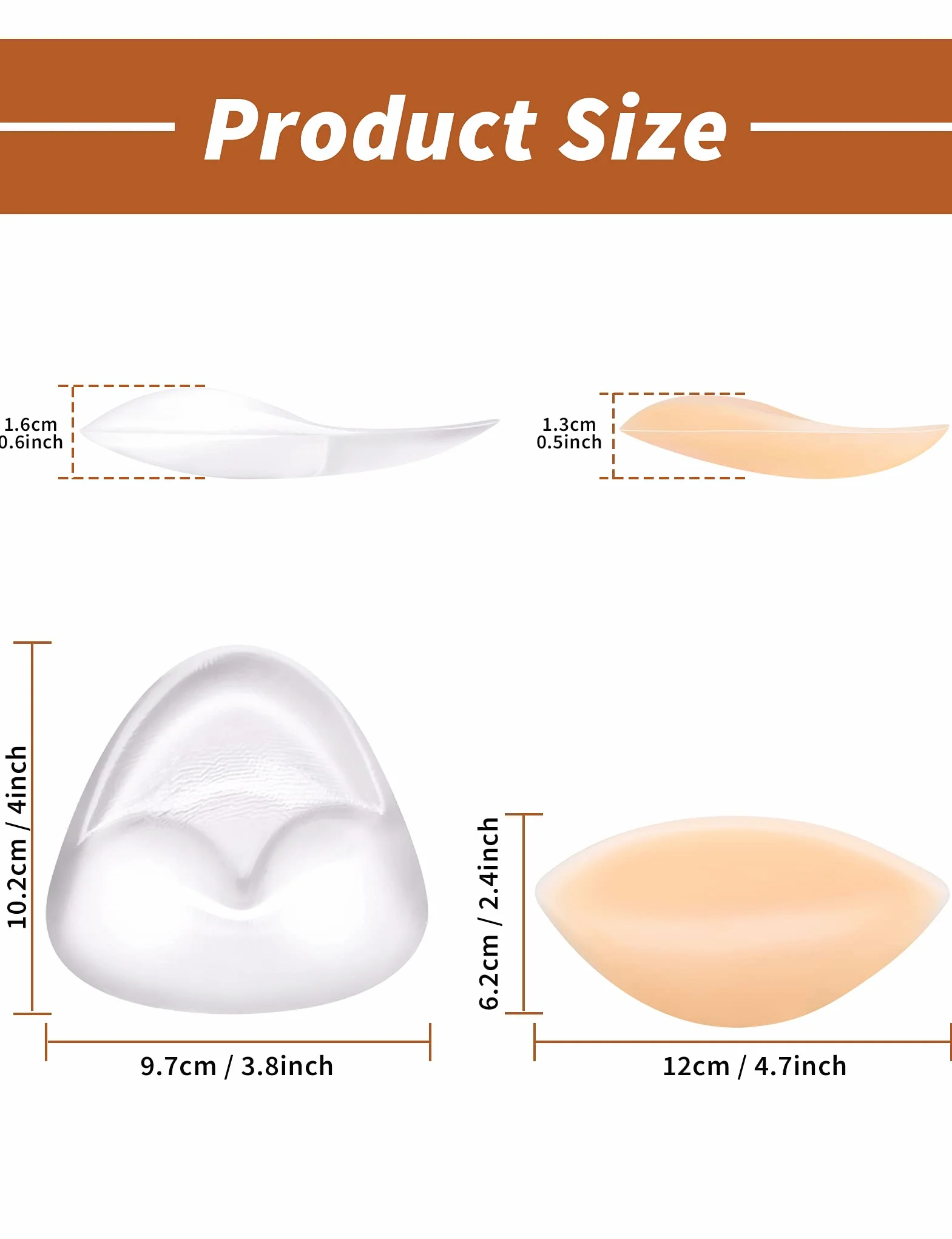 Biustonosze z wkładka z żelu silikonowego wzmacniające piersi, niewidoczne filet z kurczaka, push up, wodoodporne do bikini przezroczyste, rozmiar uniwersalny