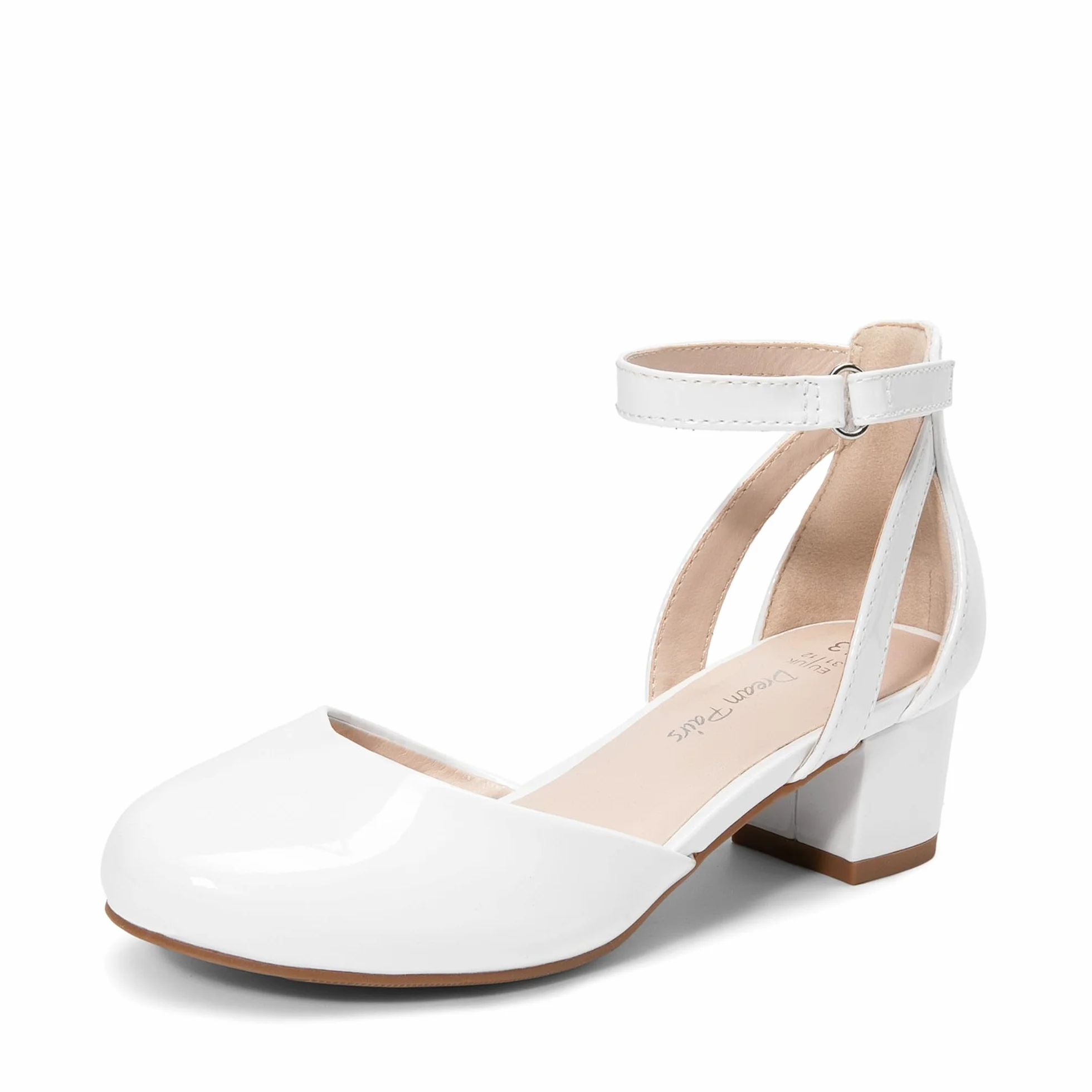 Dream Pairs dziewczęce buty do sukienki zamknięte palce wysokie obcasy pasek na kostkę maluch małe duże dziecko ślub kwiat impreza pompka