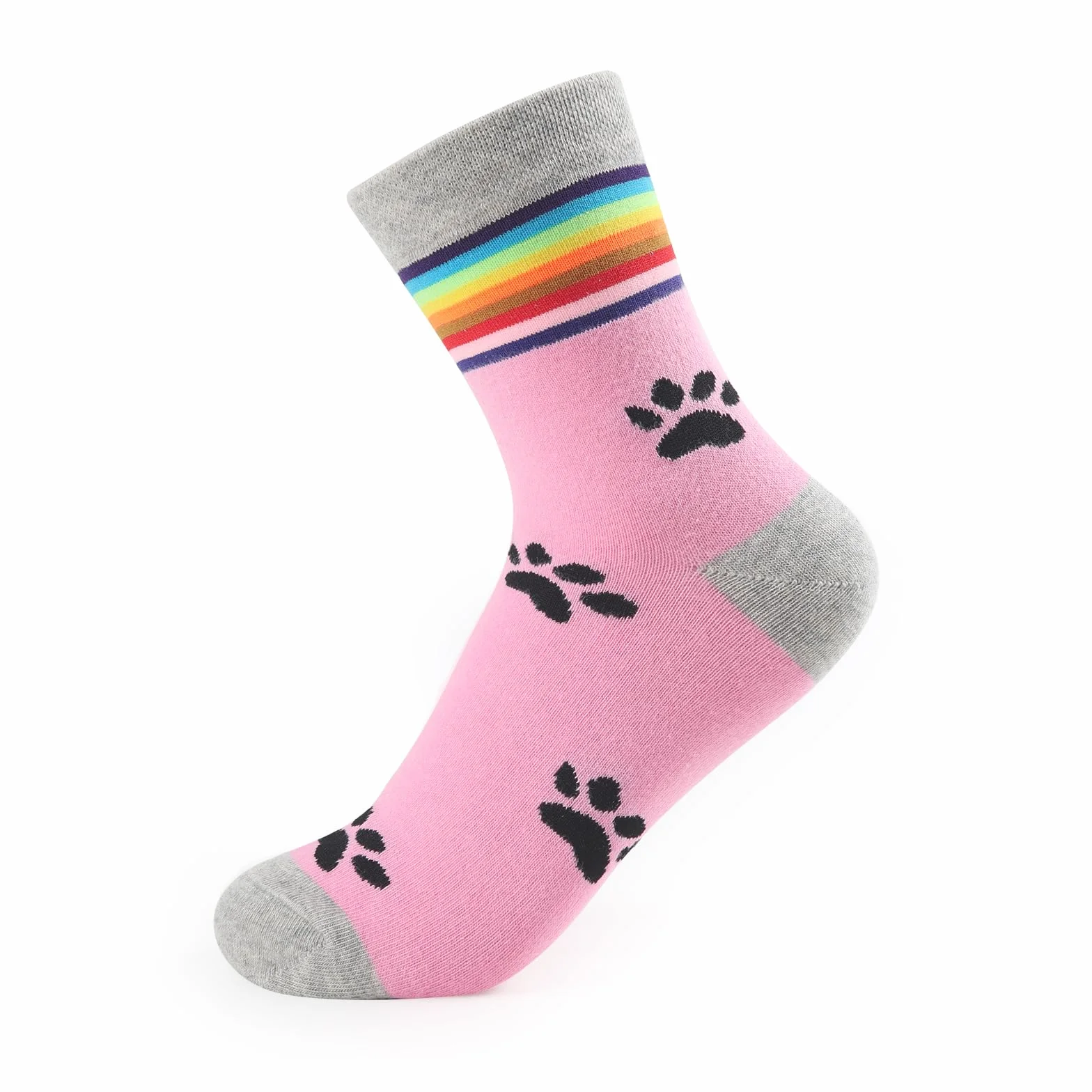 LittleForBig Bawełniane skarpety Mid Crew Zestaw 2 par Różowo-Czarna Łapa Czarno-Biała Łapa