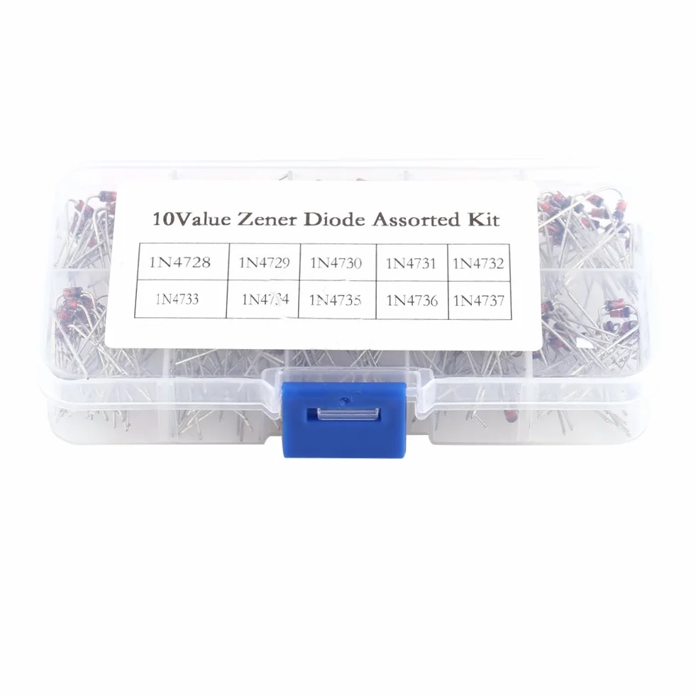200pcs Dioden10 Werte Zener Spannung Regler Diode Sortiment Elektronische Kit 1N4728~1N4737 Mit Clear Box