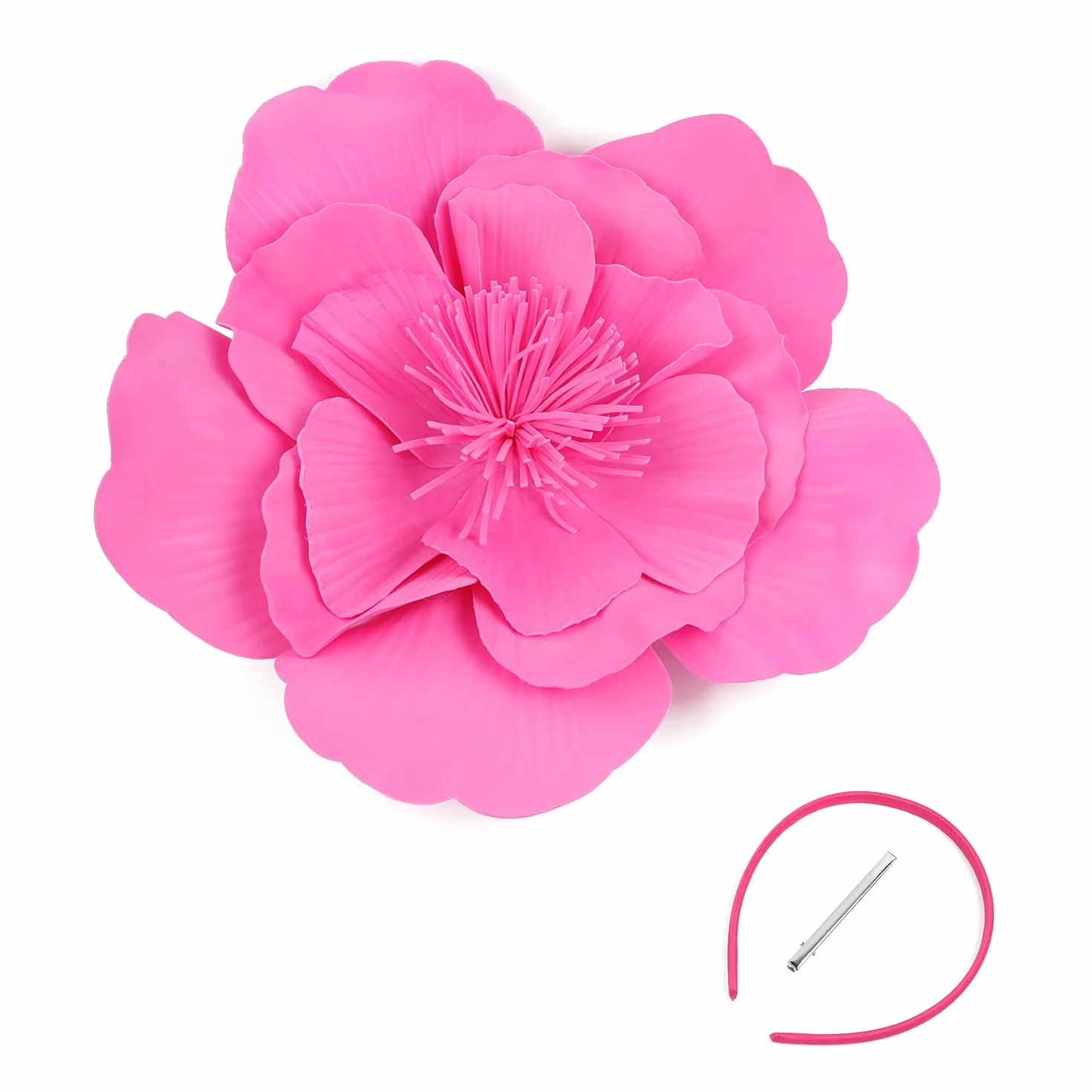 Large Flower Hats for Women, Large Flower Headbands, Fascynator Big Flower Hats, Fascynator z dużymi kwiatami dla kobiet, duże kwiatowe opaski do włosów (różowo-czerwone)