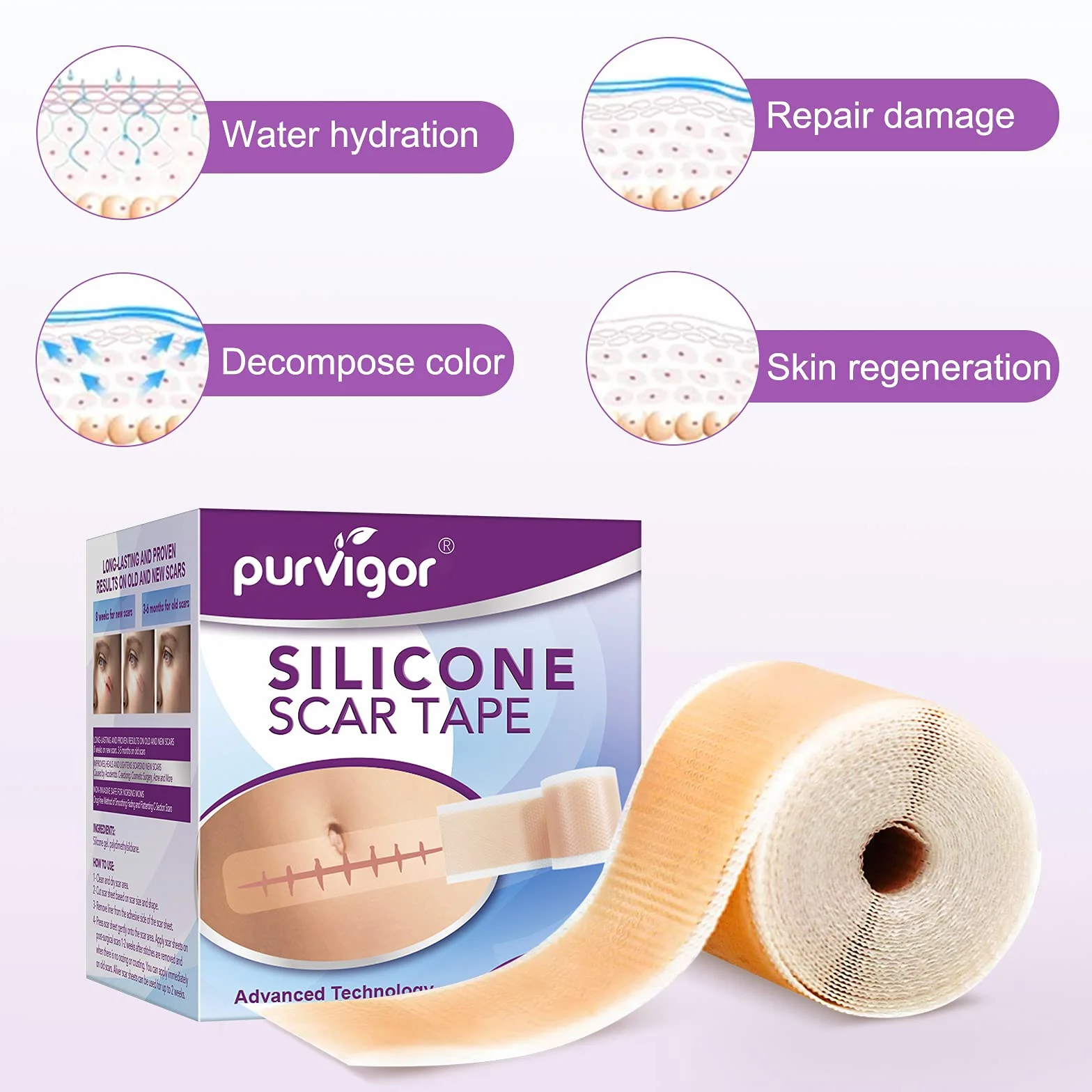 Silikonowy plaster do usuwania blizn, zaawansowane usuwanie folii, zmiękcza i wygładza stare blizny i nowe blizny po operacjach, trądziku itd. (4 cm x 1,5 m)