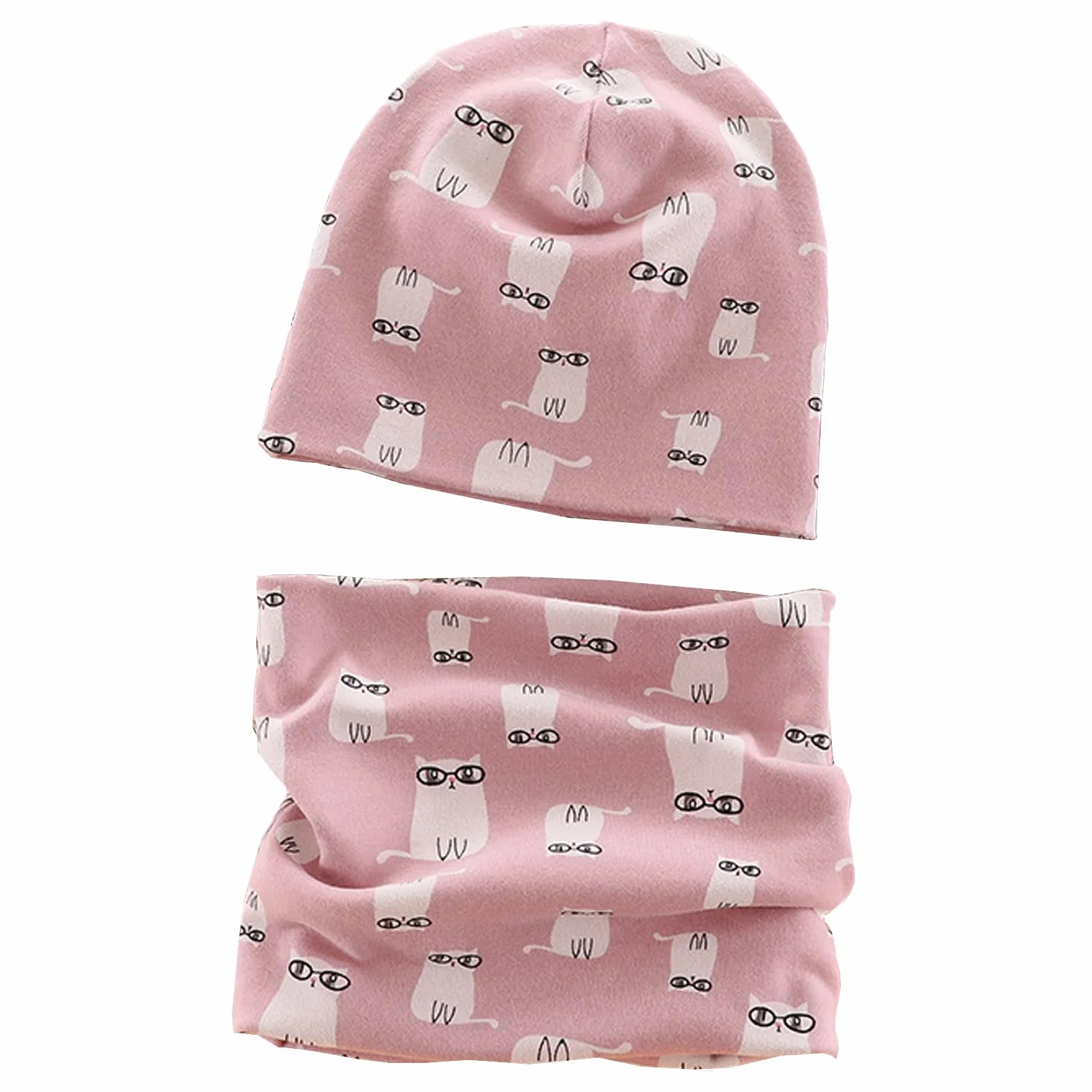 Dziecięcy Zestaw Bawełnianych Czapek i Szalików - Czapka Zimowa Beanie dla Chłopców i Dziewczynek, Szal Kominowy dla Niemowląt, Zimowy Look