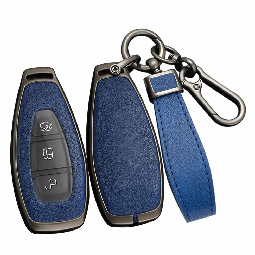 ontto Etui na kluczyki samochodowe pasuje do Ford Focus 3 4 ST Mondeo MK3 MK4 Fiesta Fusion Kuga Ecosport S-Max, etui na klucze, skrzynka na klucze