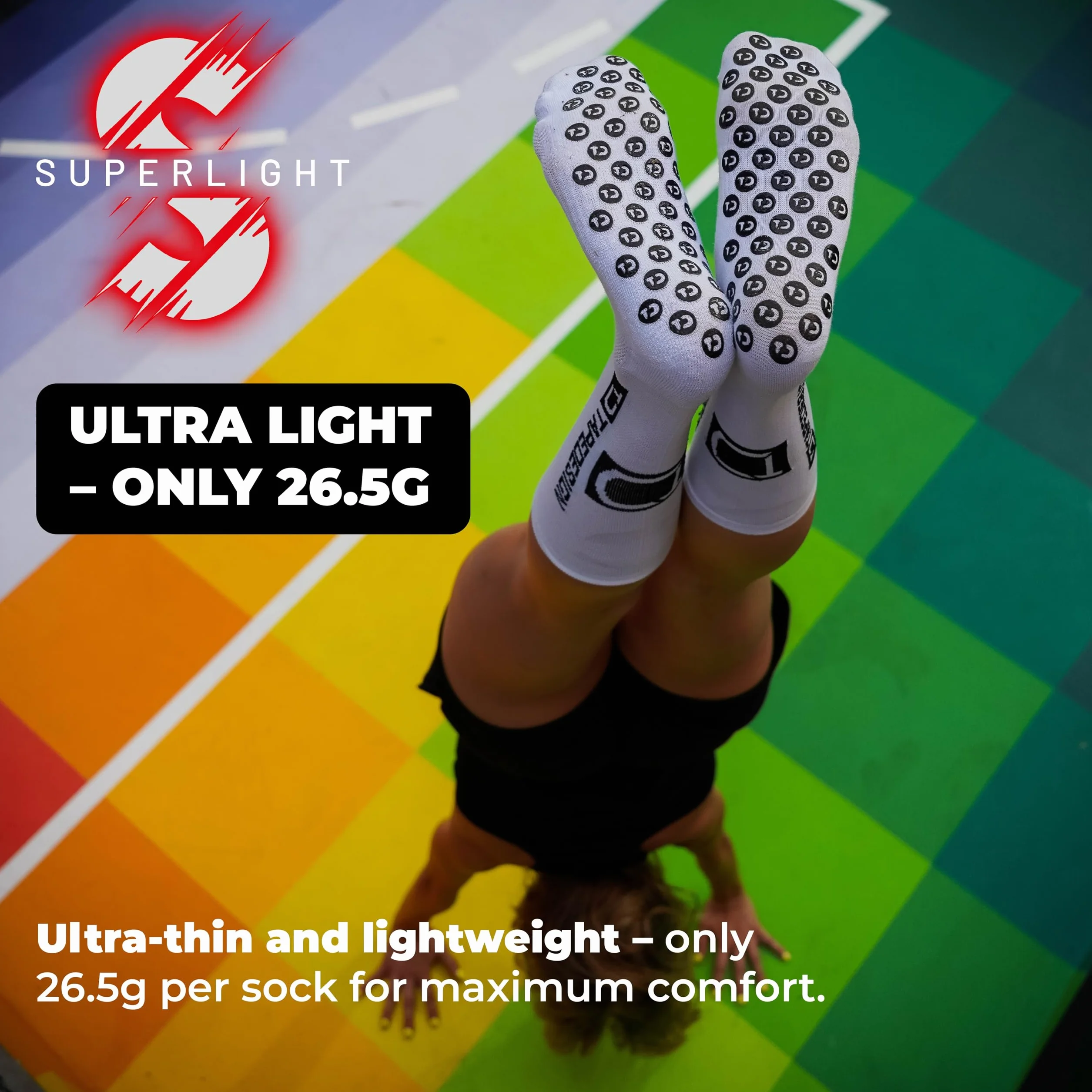 Tapedesign – Dwupak Superlight Socks – 2 pary ultralekkich skarpet do piłki nożnej i sportu – super cienkie i elastyczne – antypoślizgowe w butach – maksymalna przyczepność i komfort noszenia podczas