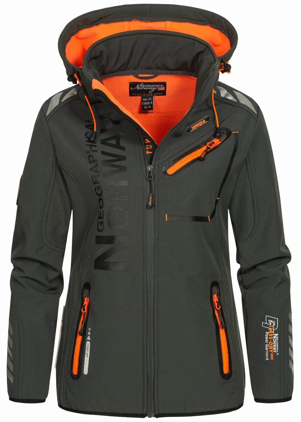 Geographical Norway REINE Lady - Damska kurtka softshellowa, odporna i wodoodporna kurtka wiatrowa - kurtka outdoorowa z kapturem