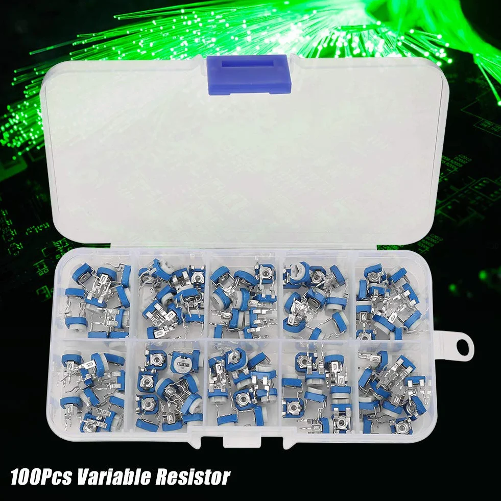 100Pcs 10 Werte variable Widerstände, 500 Ohm bis 1M Ohm Widerstand Ajustable Trimmer Potentiometer mit Assorted Kit