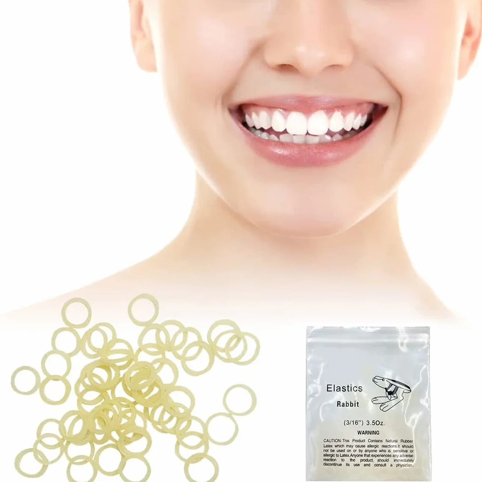 Ortodontyczne gumki gumowe, ortodontyczne luki dentystyczne 3/16 przezroczyste elastyczne taśmy, 300 sztuk uniwersalne, Orthodontics Rubber Band Tool