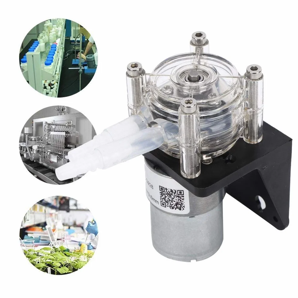 Pompa perystaltyczna trzy rolki 500 ml / M pompa dozująca przekładnia silnik laboratoryjna pompa perystaltyczna akwarium pompa dozująca krople z podstawą (12 V)