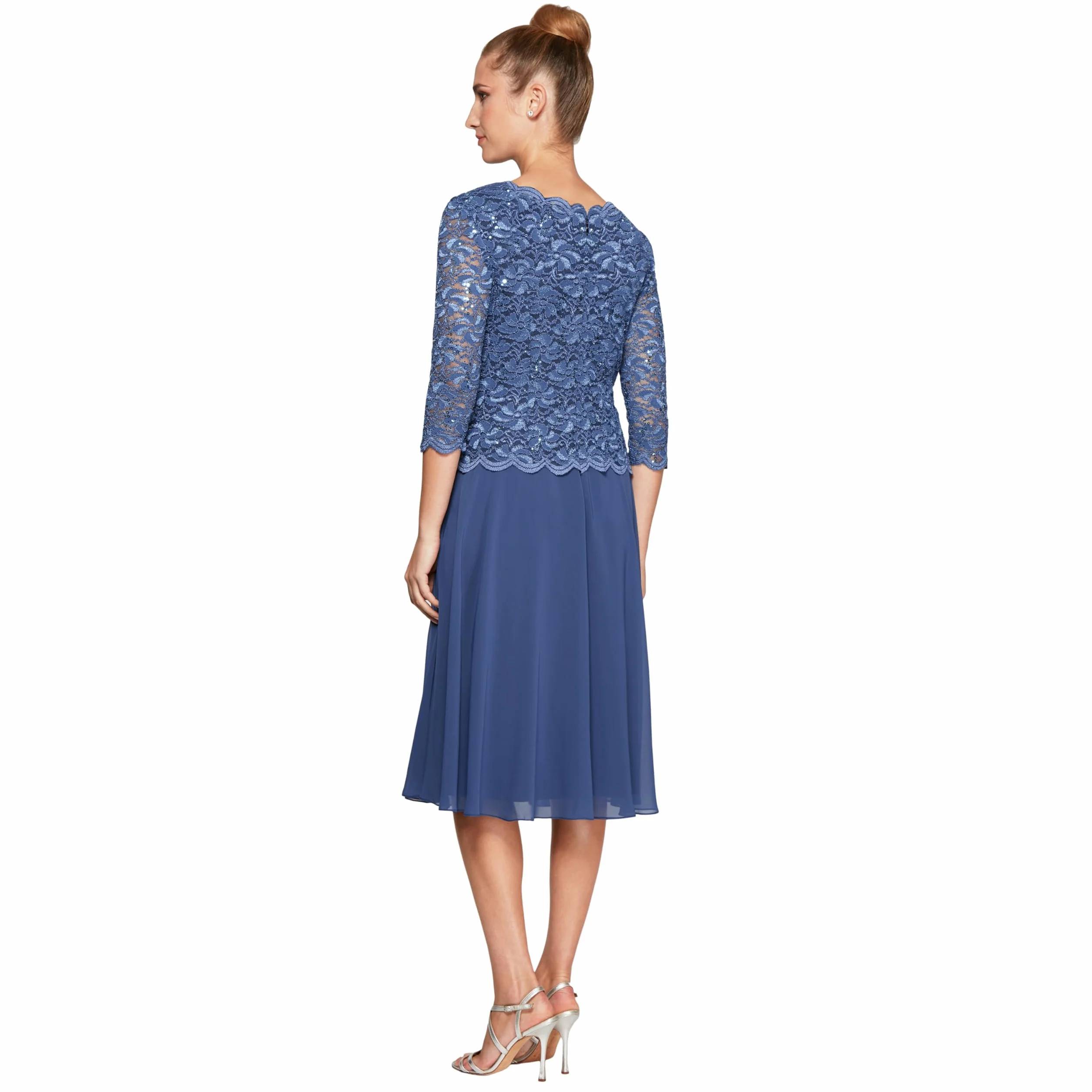 Alex Evenings Sukienka na specjalną okazję damska Tea Length Sequin Mock Dress Petite Regular Size