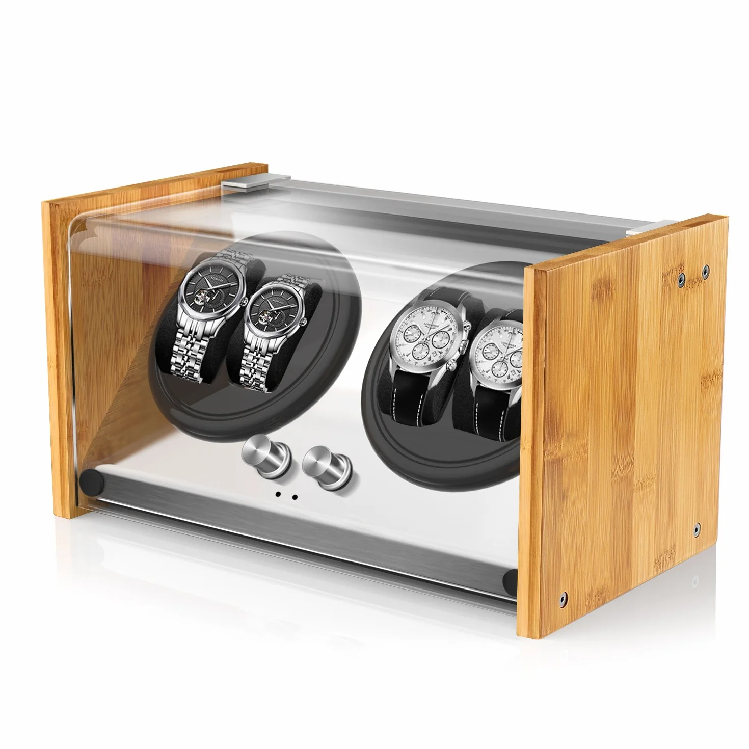 Watch Winder Smith - Automatyczny zegarek do zegarka, 100% rzemiosła, wzór patentowy z drewna bambusowego, bardzo cichy japoński silnik z AC lub bateriami