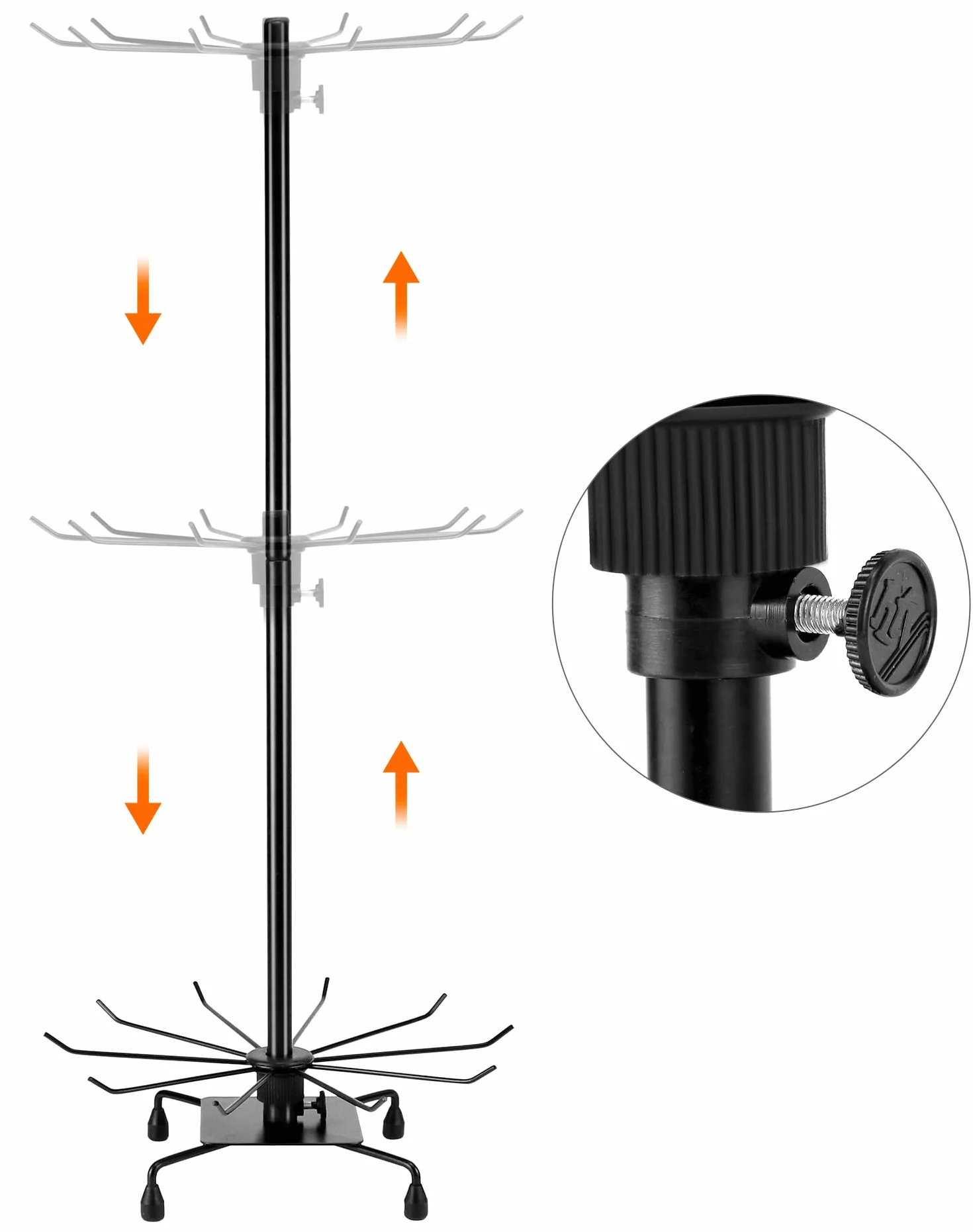 QWORK® 3-poziomowy, czarny, metalowy stojak obrotowy, idealny do ekspozycji biżuterii i akcesoriów