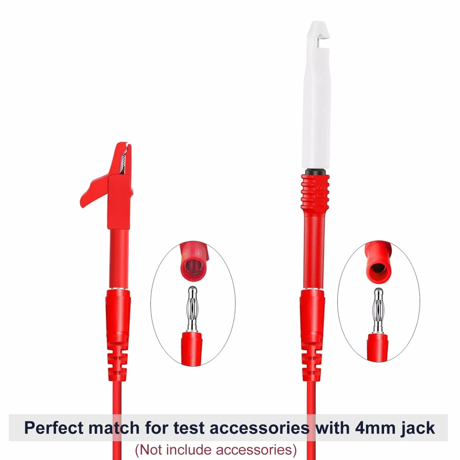 5 Sztuk Multimetr Przewód Testowy Przewód Bananowy Przewody Sondy P1043 4mm Kolorowe Plastikowe Wtyk Bananowy Linia Testowa z Męskiego na Męskie Formowana Wtryskowo Izolacja Chroń dla Multimetru
