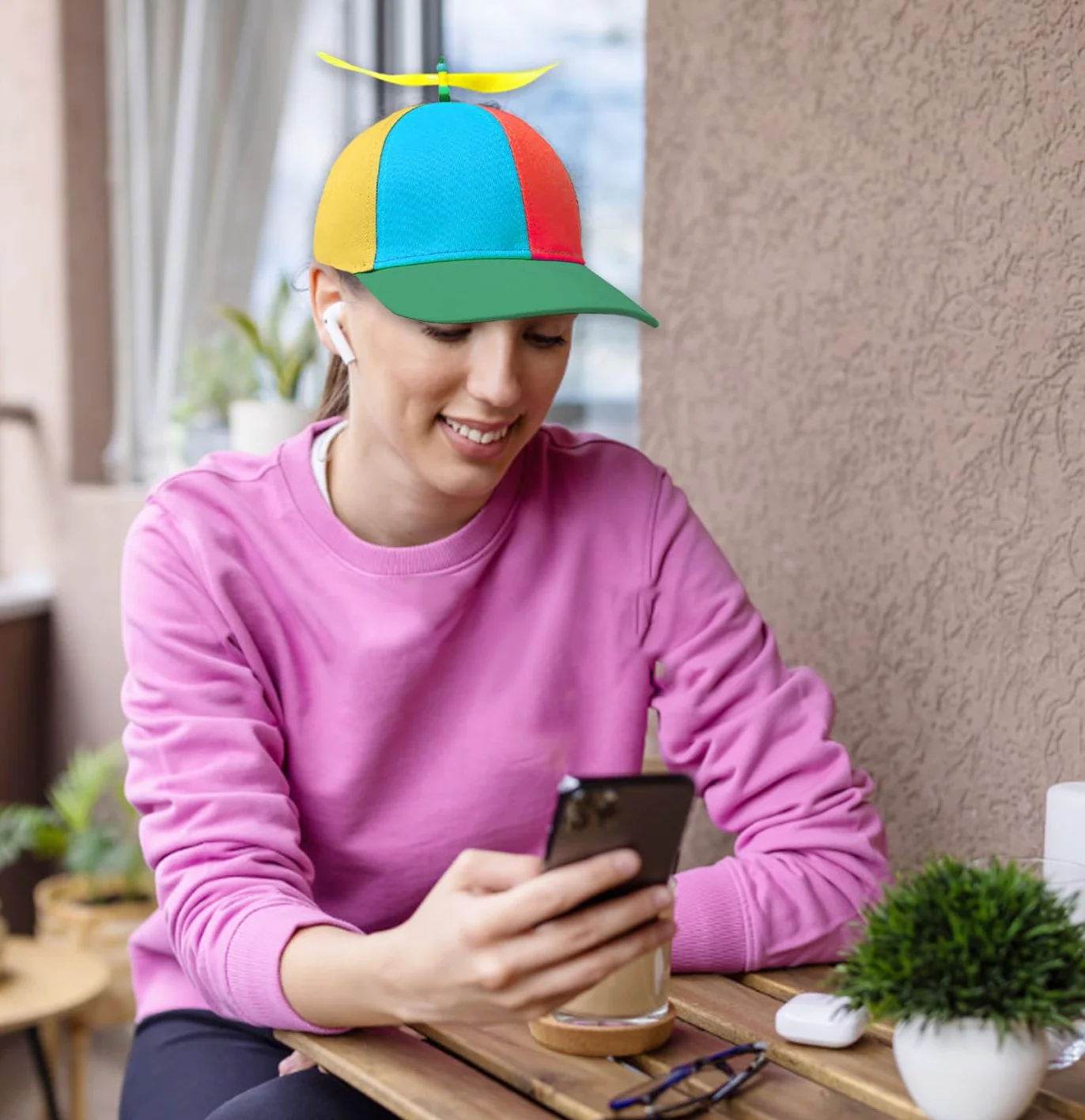 SSKHE Kolorowa czapka śmigła, czapka śmigła, czapka helikoptera, czapka baseballowa, czapka na imprezę, czapka helikoptera, dla dorosłych i dzieci, regulowany rozmiar