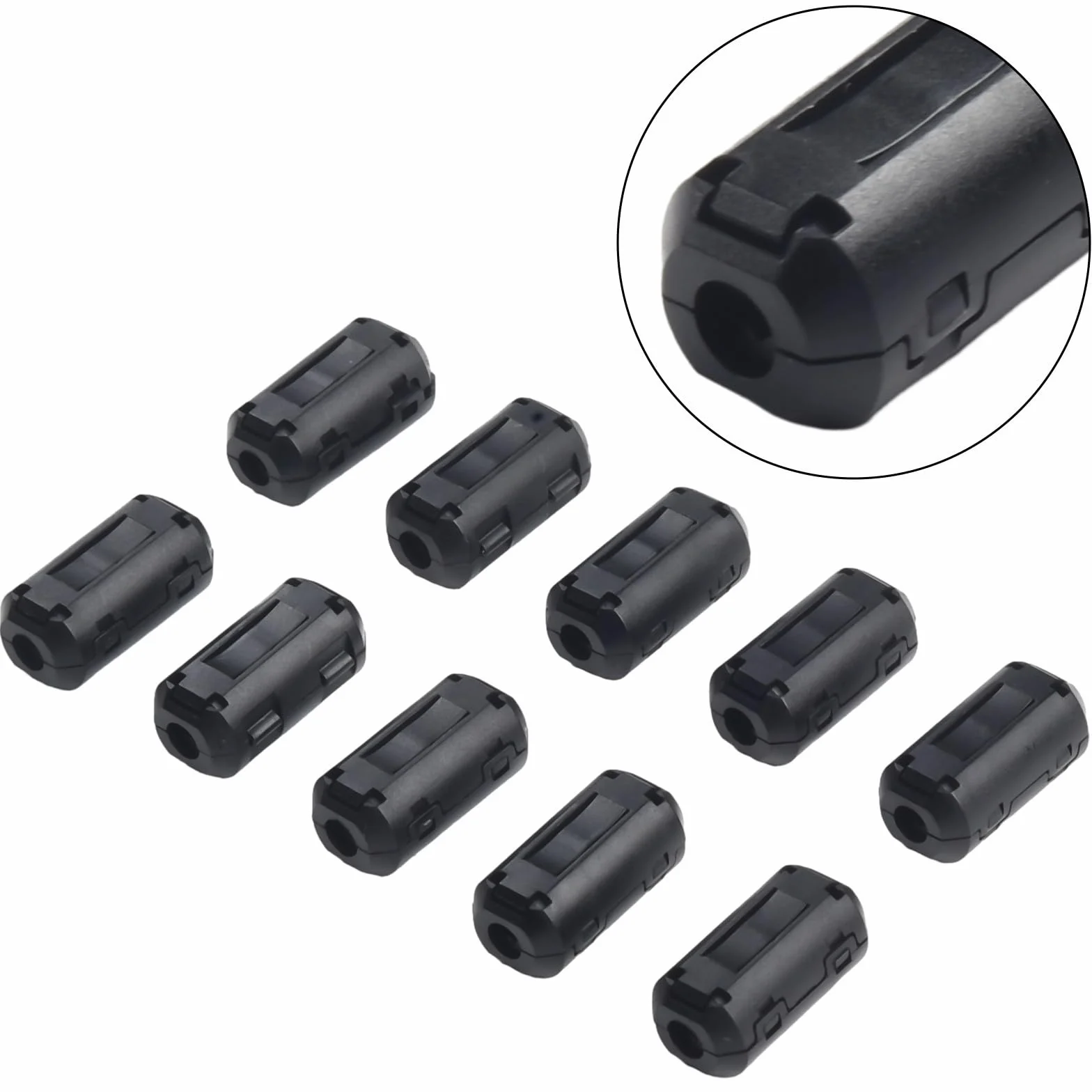Zilimontt 10 szt. TDK 5 mm rdzeń ferrytowy tłumik hałasu, pierścień filtrujący, klips do kabla USB audio wideo przewód zasilający (czarny)