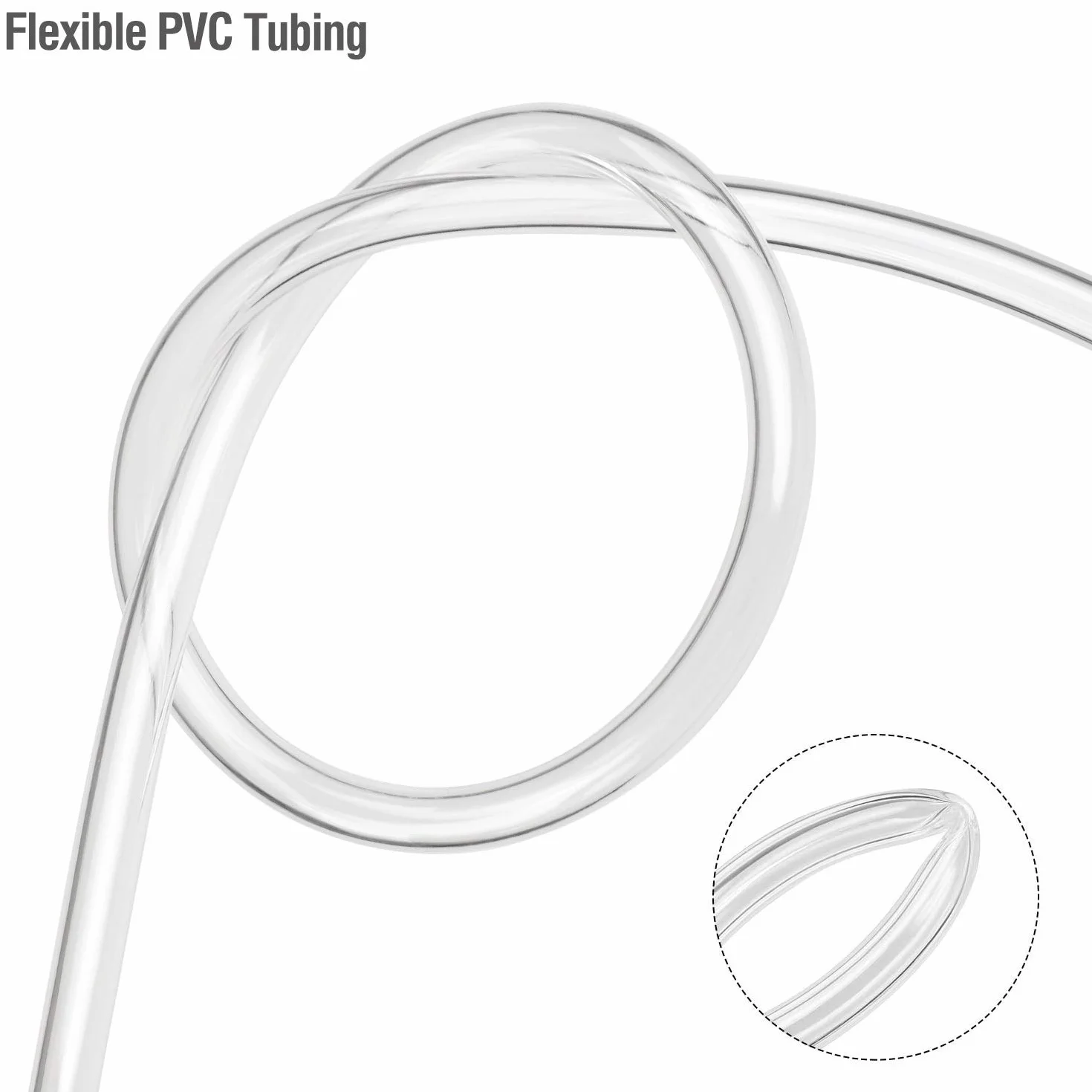 Hyber&Cara Przezroczyste elastyczne rurki PVC klasy spożywczej 8 mm ID x 11 mm OD wąż do wody powietrza 5 metrów z 2 zaciskami do węża