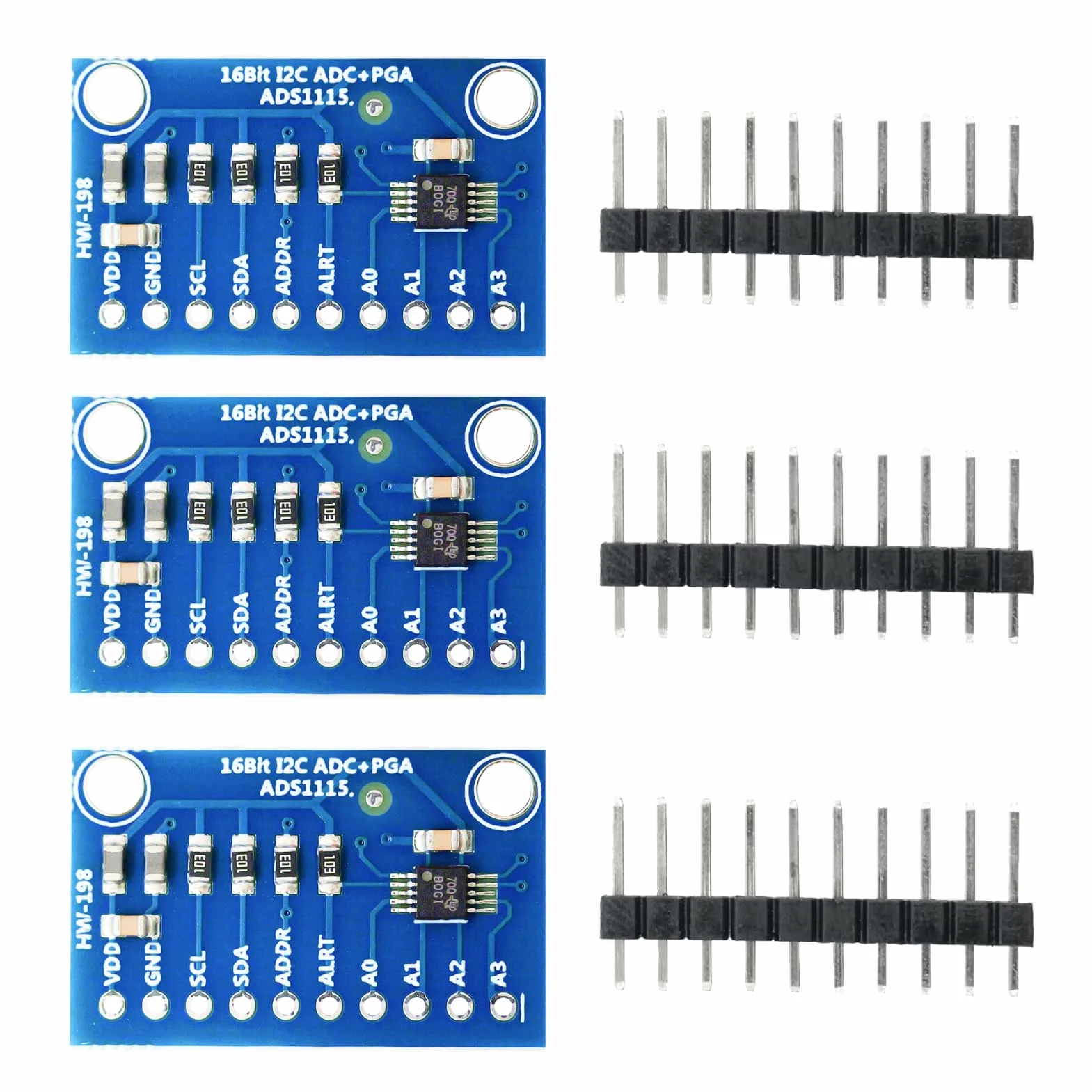 3 szt. ADS1115 16-bitowy moduł adc 16-bitowy 4-kanałowy konwerter analogowo-cyfrowy z interfejsem I2C do mikrokontrolerów dla Arduino, Raspberry Pi i ESP32 ads1115 for adafruit