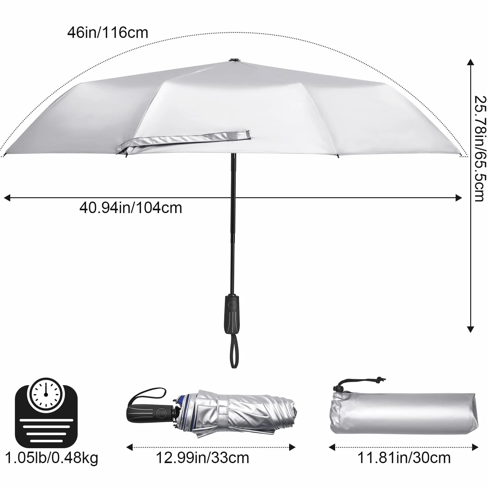 G4Free 116 cm podróżny składany parasol podwójny baldachim automatyczny