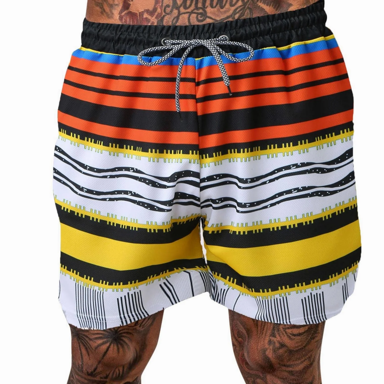 Męskie kąpielówki na lato, na plażę, do surfowania, z podszewką z siateczki, żółty, 4XL