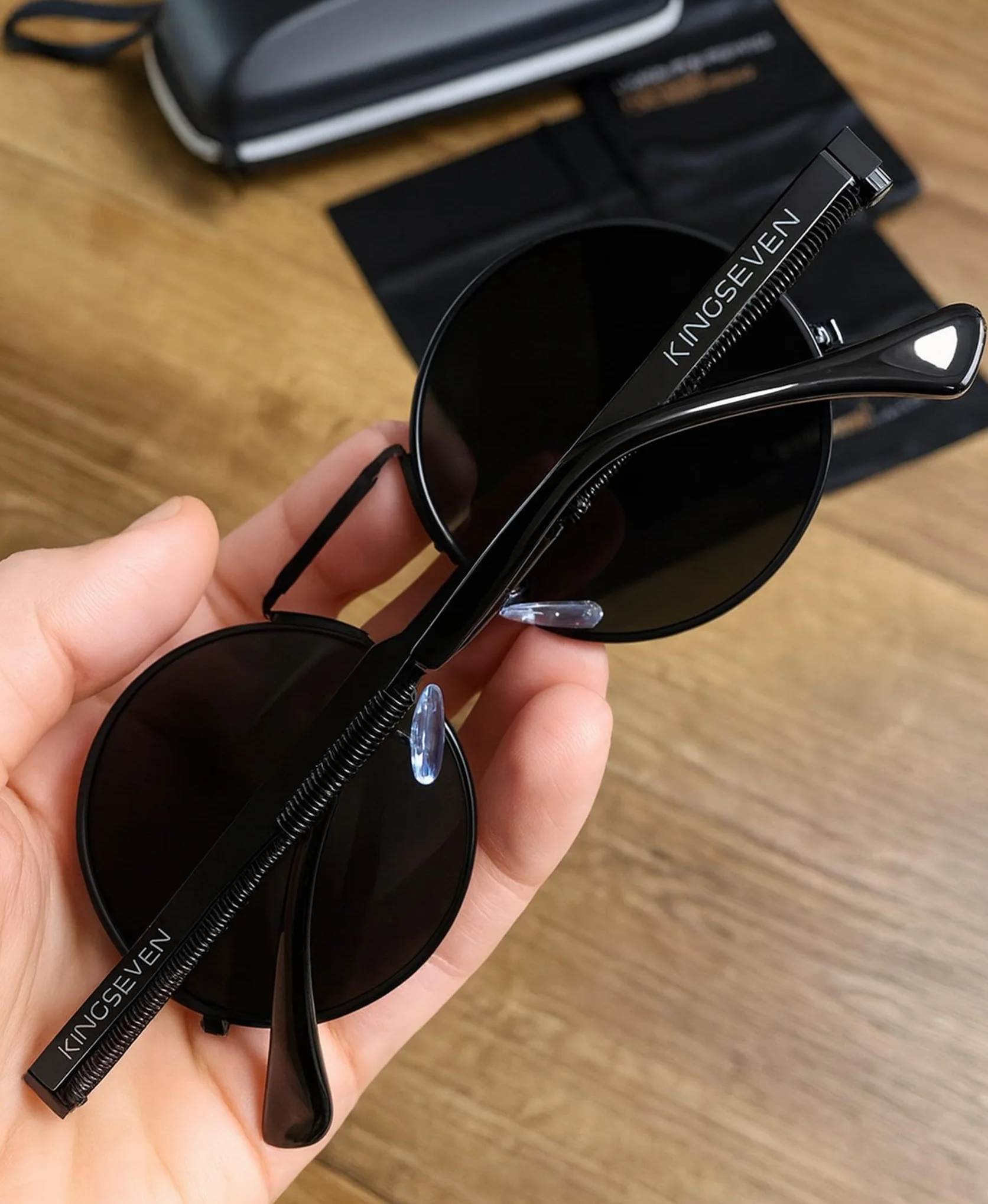 KINGSEVEN Okulary przeciwsłoneczne Lenon Steampunk Okrągłe