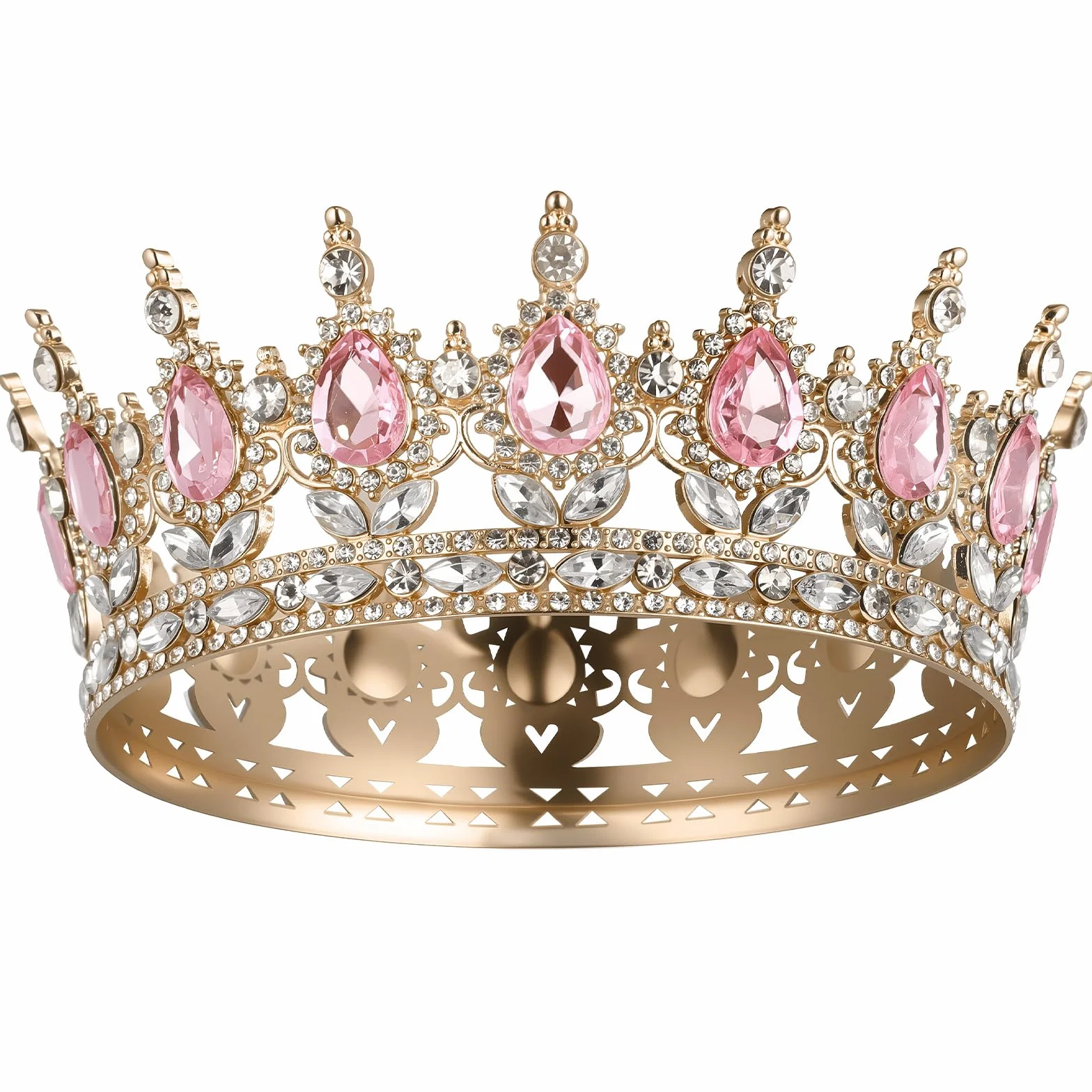 Korona damska, tiara iskrząca ze strasu, diadem vintage, złota korona na tort, błyszczący diadem, ozdoba do włosów dla dziewcząt, księżniczek, na urodziny, dla panny młodej, na urodziny, wesele