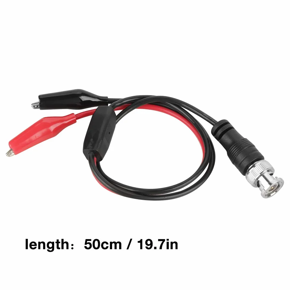 2 szt. kabel sondy testowej oscyloskopowej BNC wtyczka męska Q9 do podwójnego zacisku aligatora 0,5 m do fabryki elektronicznej itp.