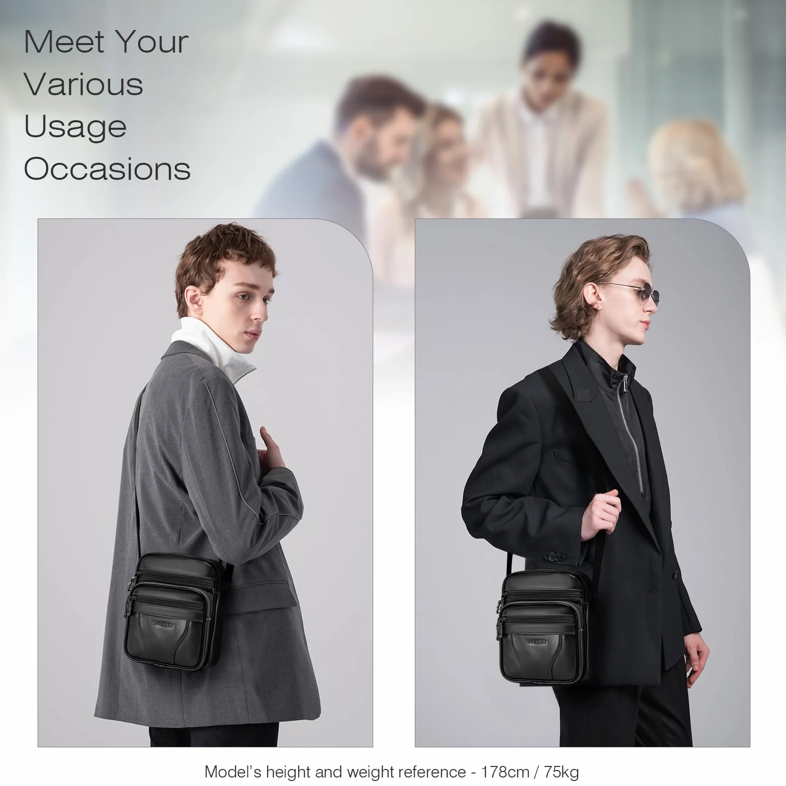 SPAHER Męskie Torby na Ramię Skórzana Torba Podręczna na Ramię Męska Duża Torebka Listonoszka Saszetka Męska Skórzana Shoulder Messenger Crossbody Bag Men Hand Bag