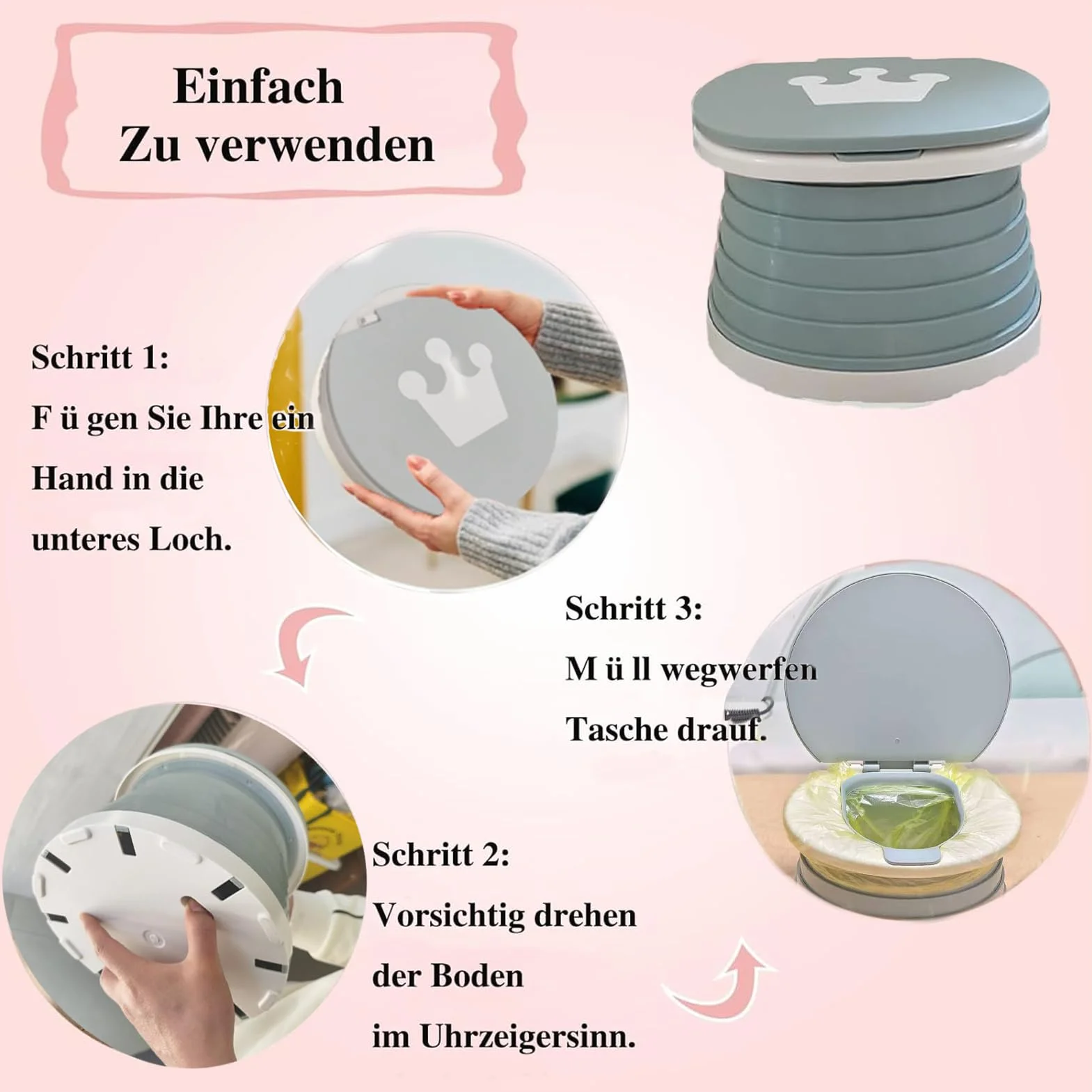 Potty Liners składany nocnik dla dzieci, przenośny nocnik dla dzieci, z 75 podróżnymi wkładkami